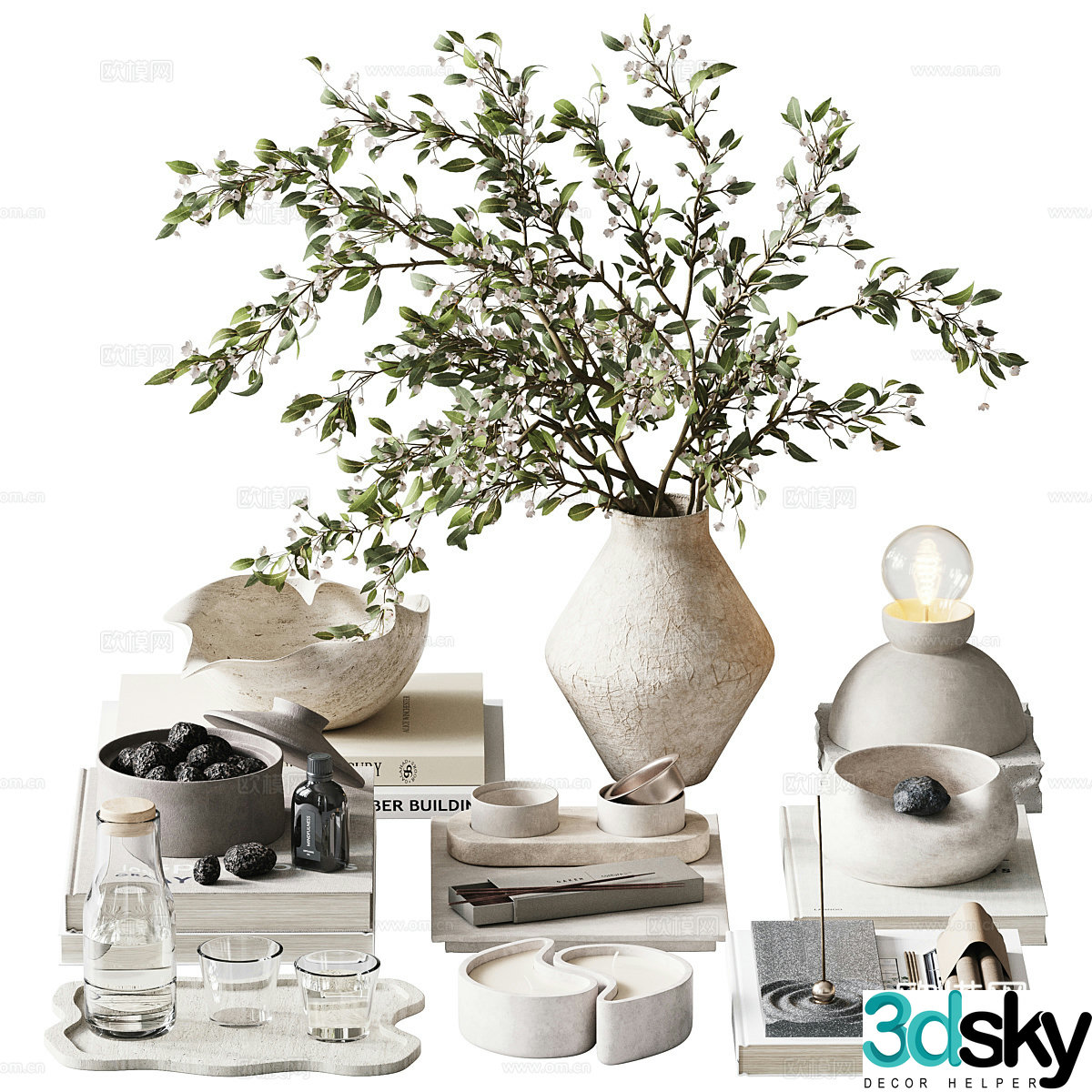 New Chinese style Wasabi ornament combination 3D model