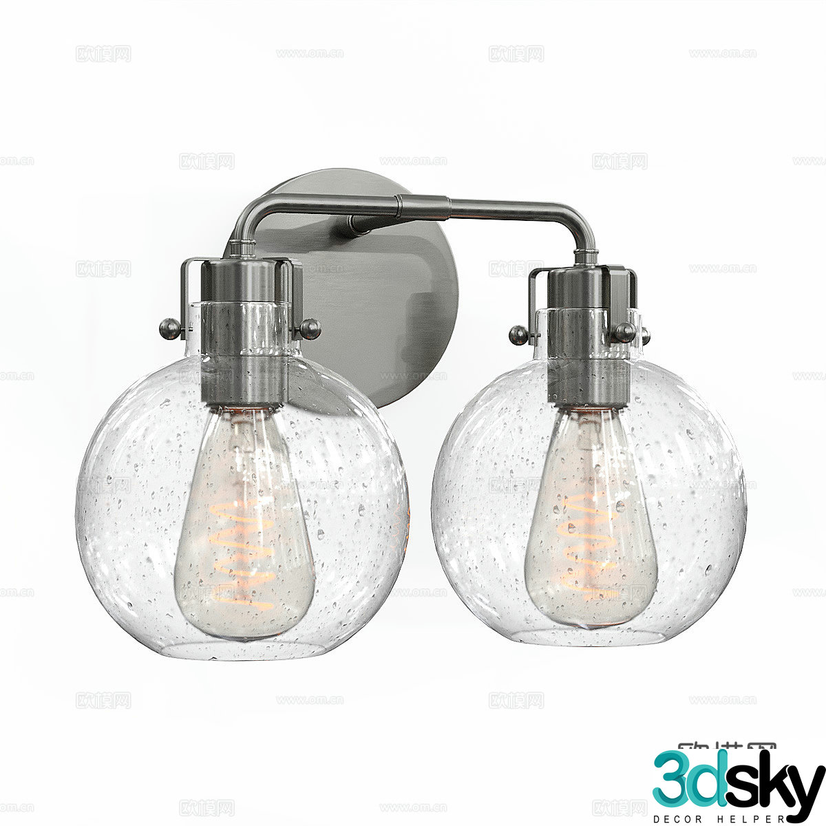 Modern Italian light luxury double-headed glass wall lamp 3D model