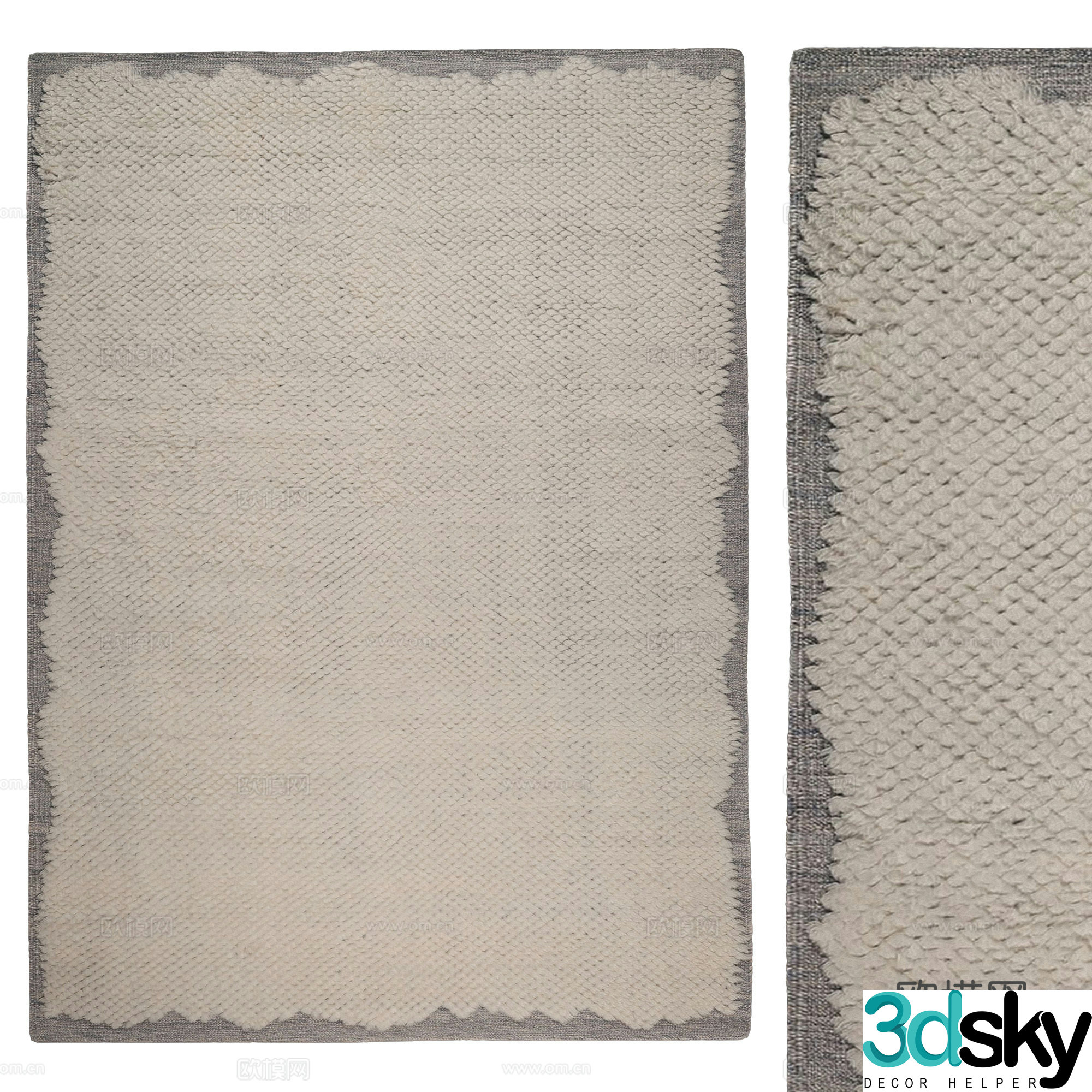 New Chinese style Wasabi wool fabric carpet 3D model