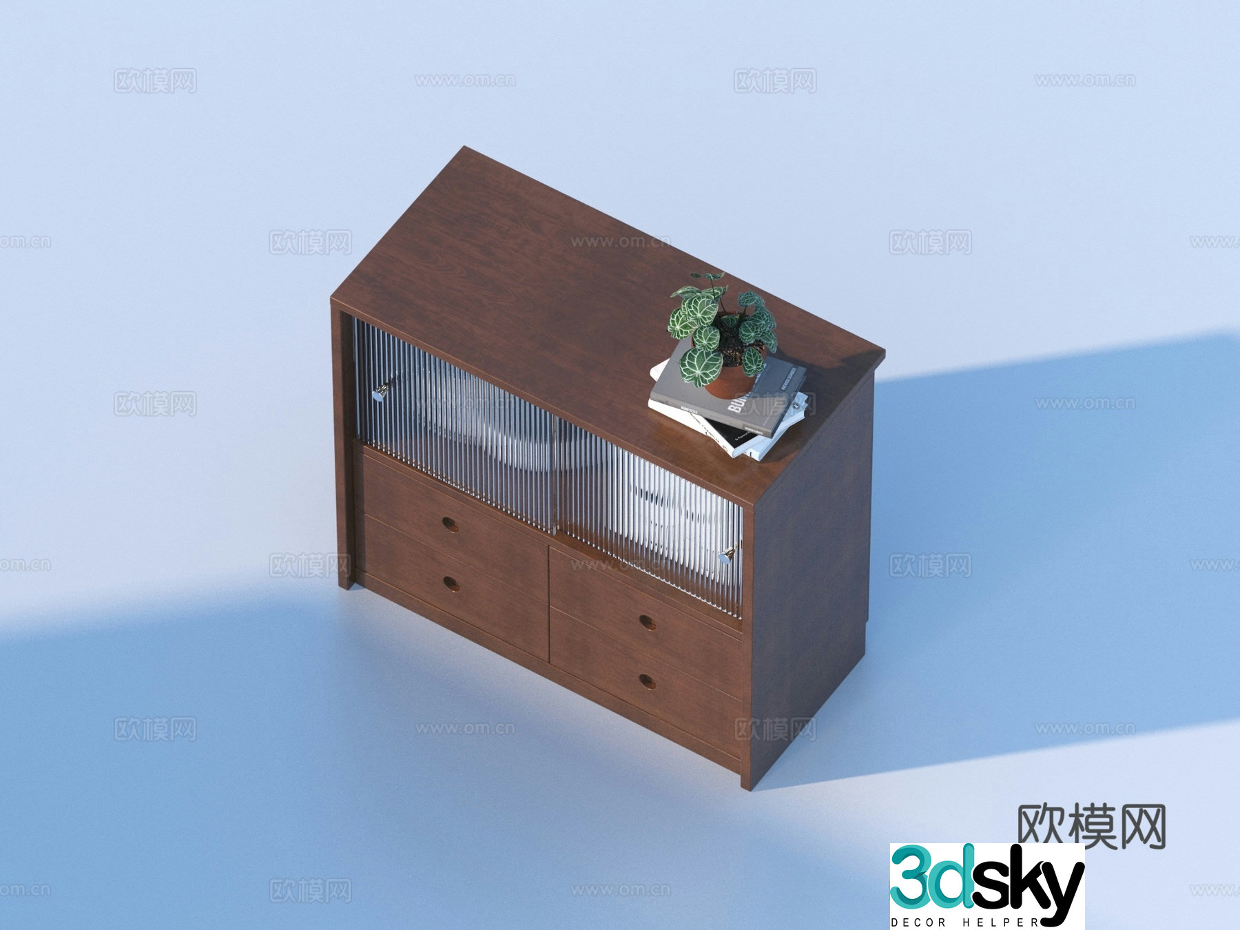 Wardrobe vintage bookcase 3d model