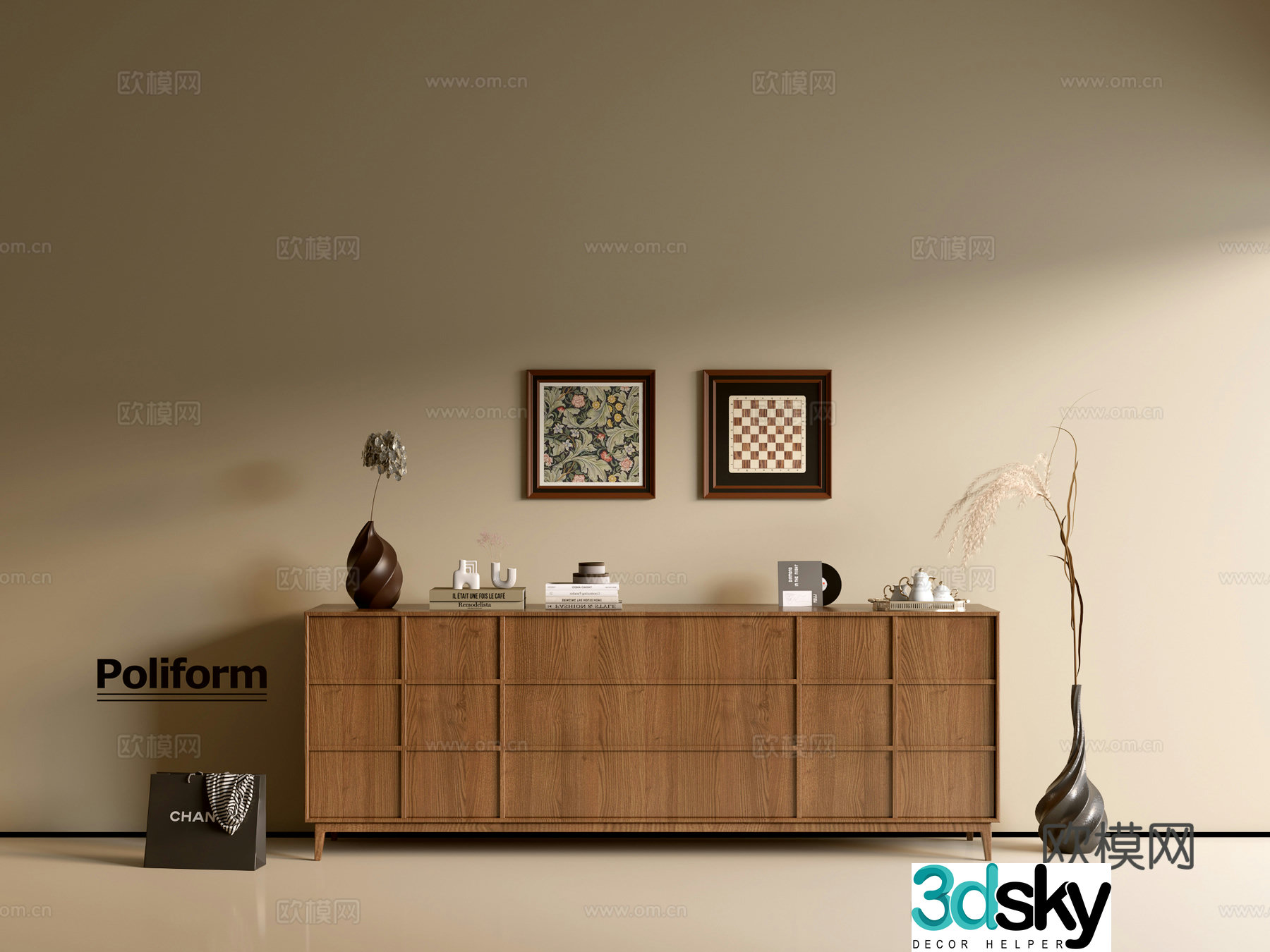 Modern wood grain cabinet ins wind minimalist wind cabinet whole cabinet sideboard balcony cabinet storage 3D model