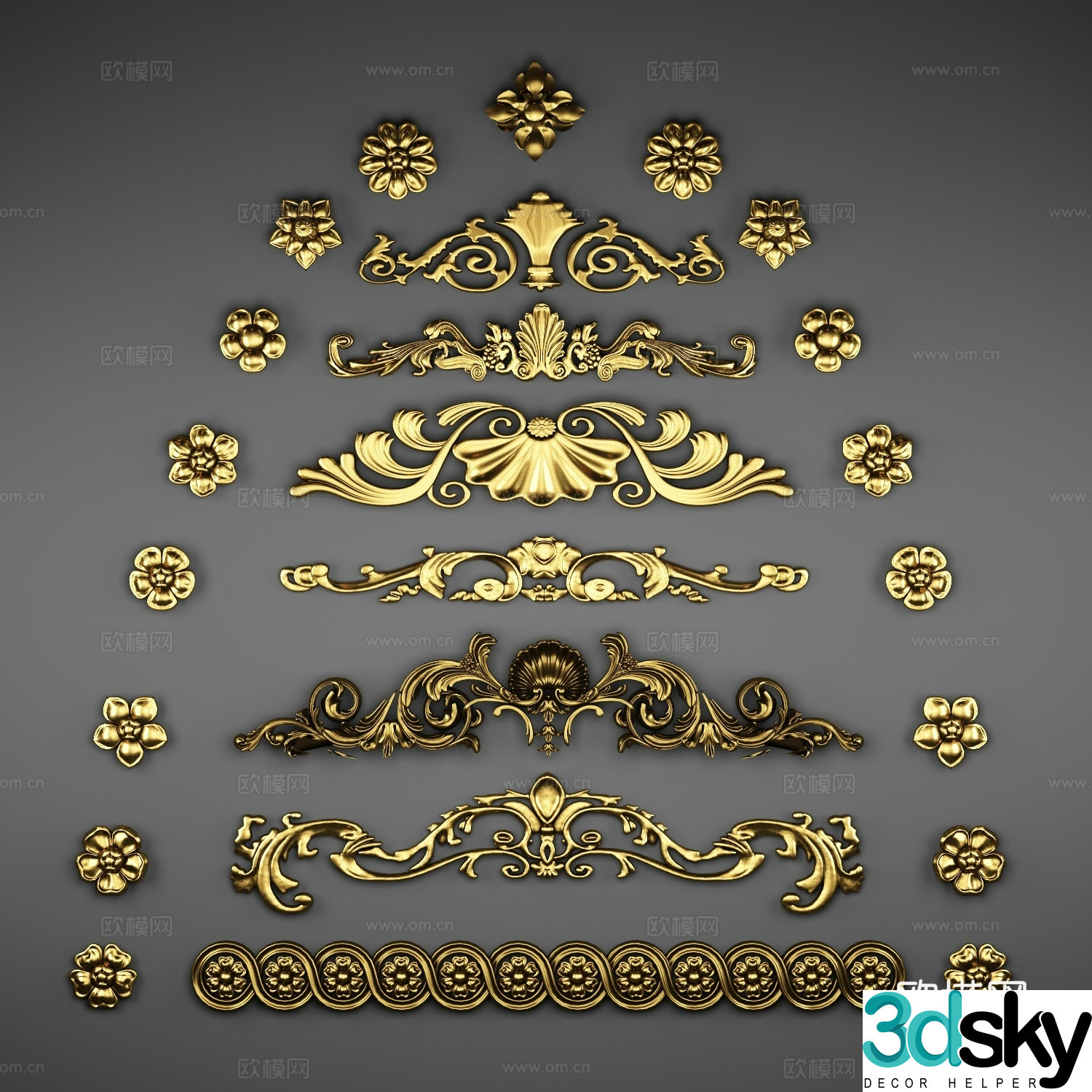 European style carving combination 3D model