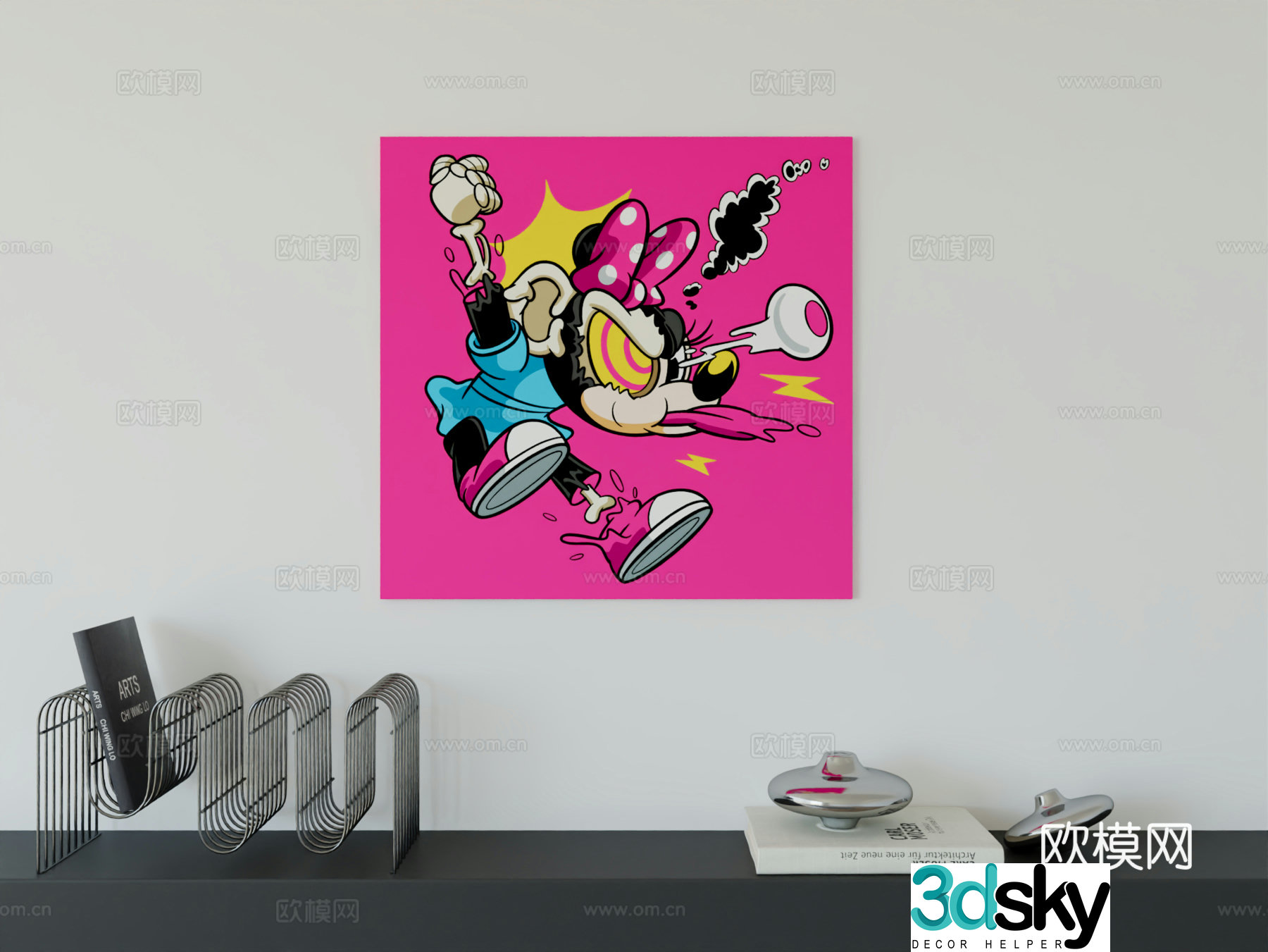 Modern minimalist cute cartoon character boy room girl room hanging painting 3d model