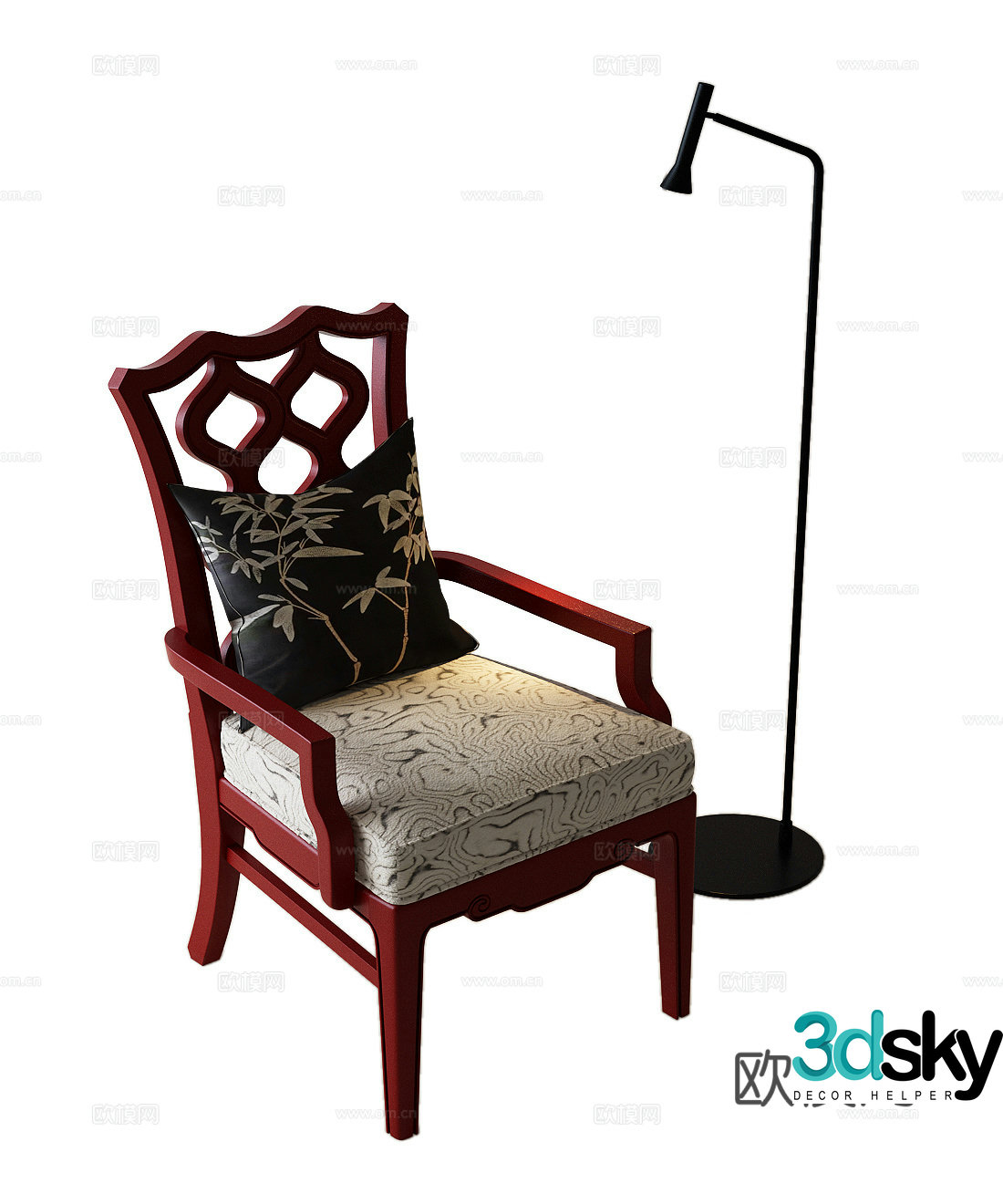 American casual chair French ancient casual chair American desk chair 3D model