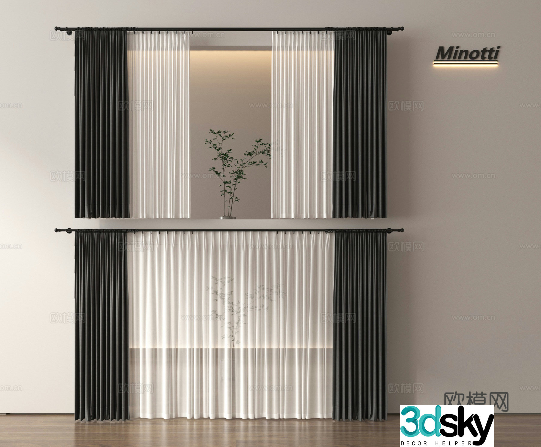 Curtains Cloth Curtains Gauze 3D Model