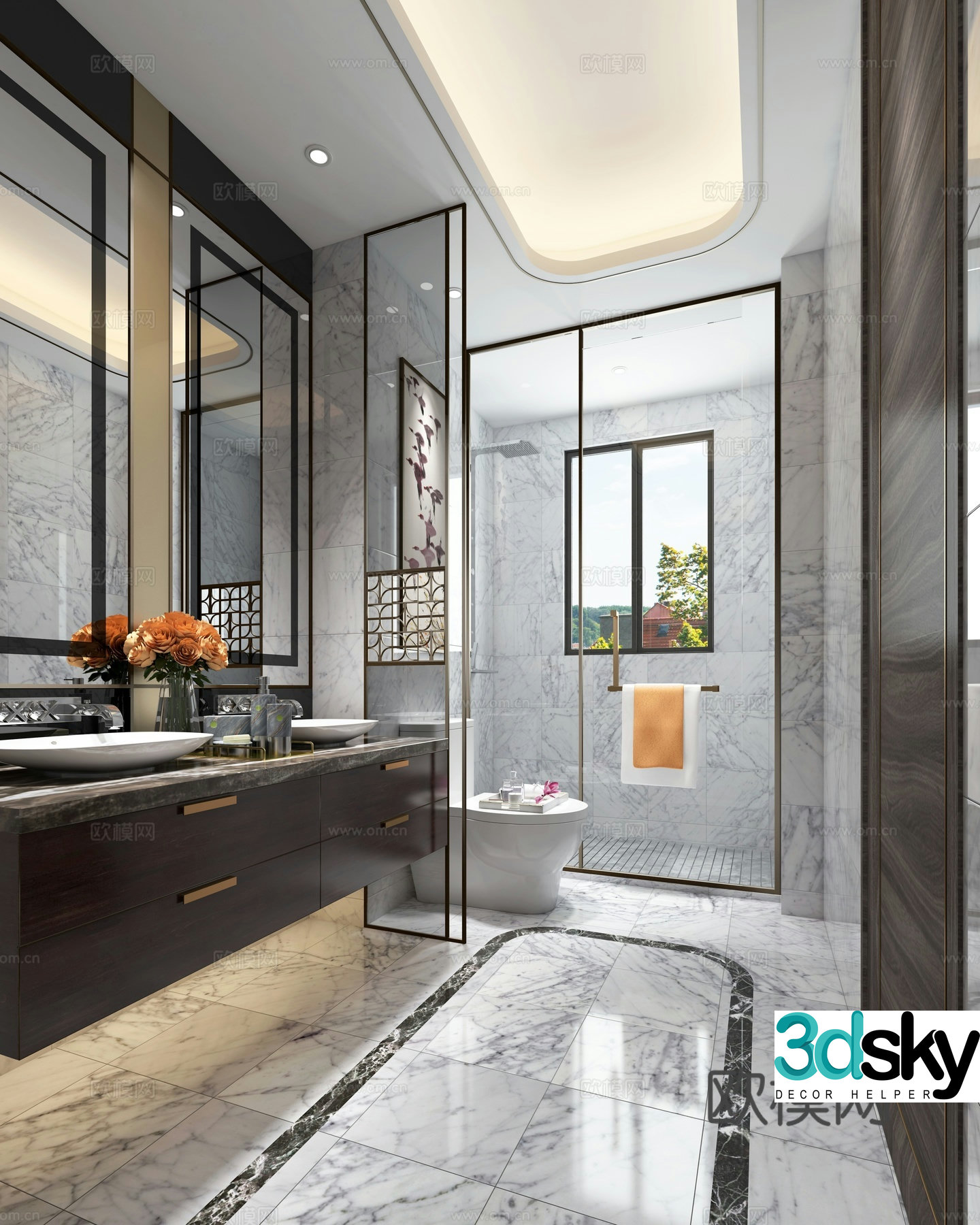 New Chinese-style bathroom 3D model