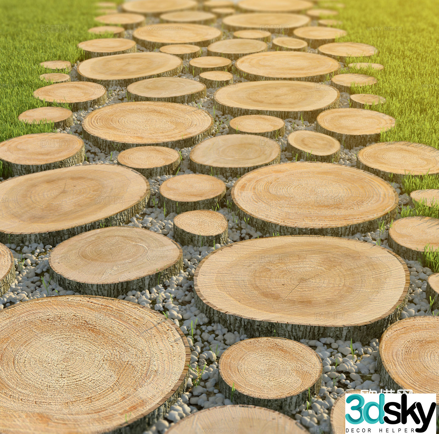 Modern road road wooden pile road 3d model