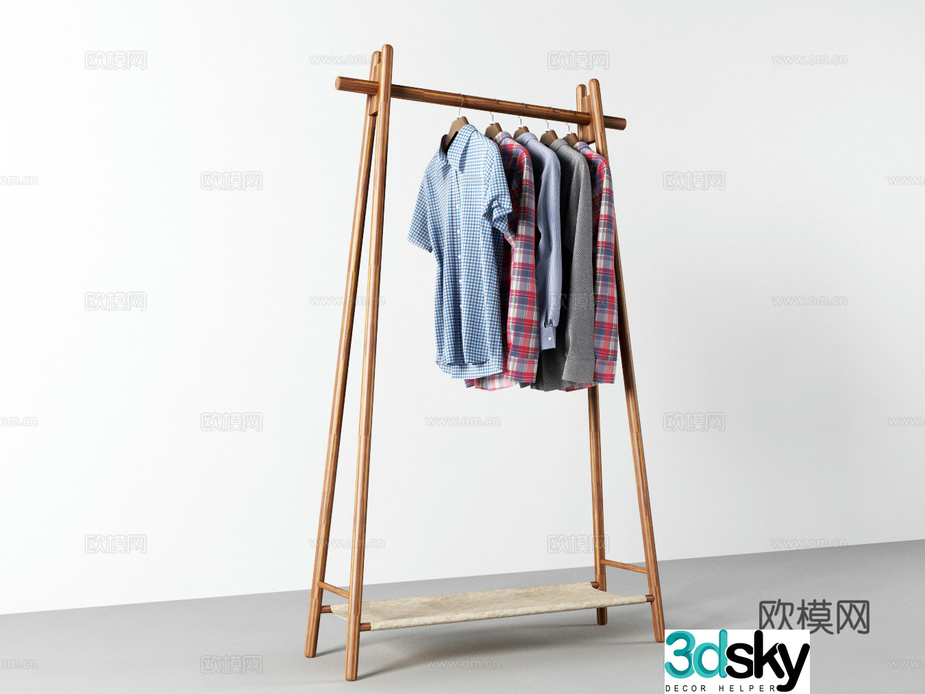 New Chinese style clothes hanger clothing 3d model