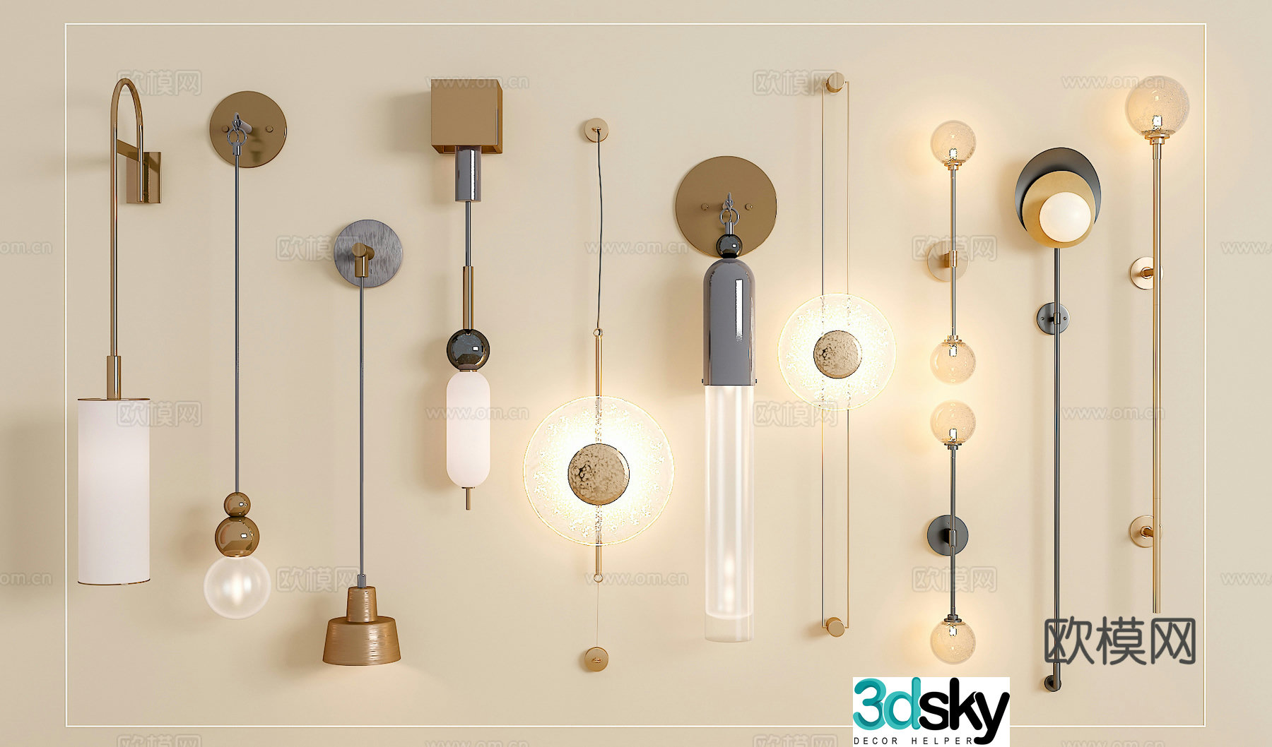 Modern wall lamp Crystal wall lamp Long wall lamp Metal wall lamp Glass wall lamp 3D model