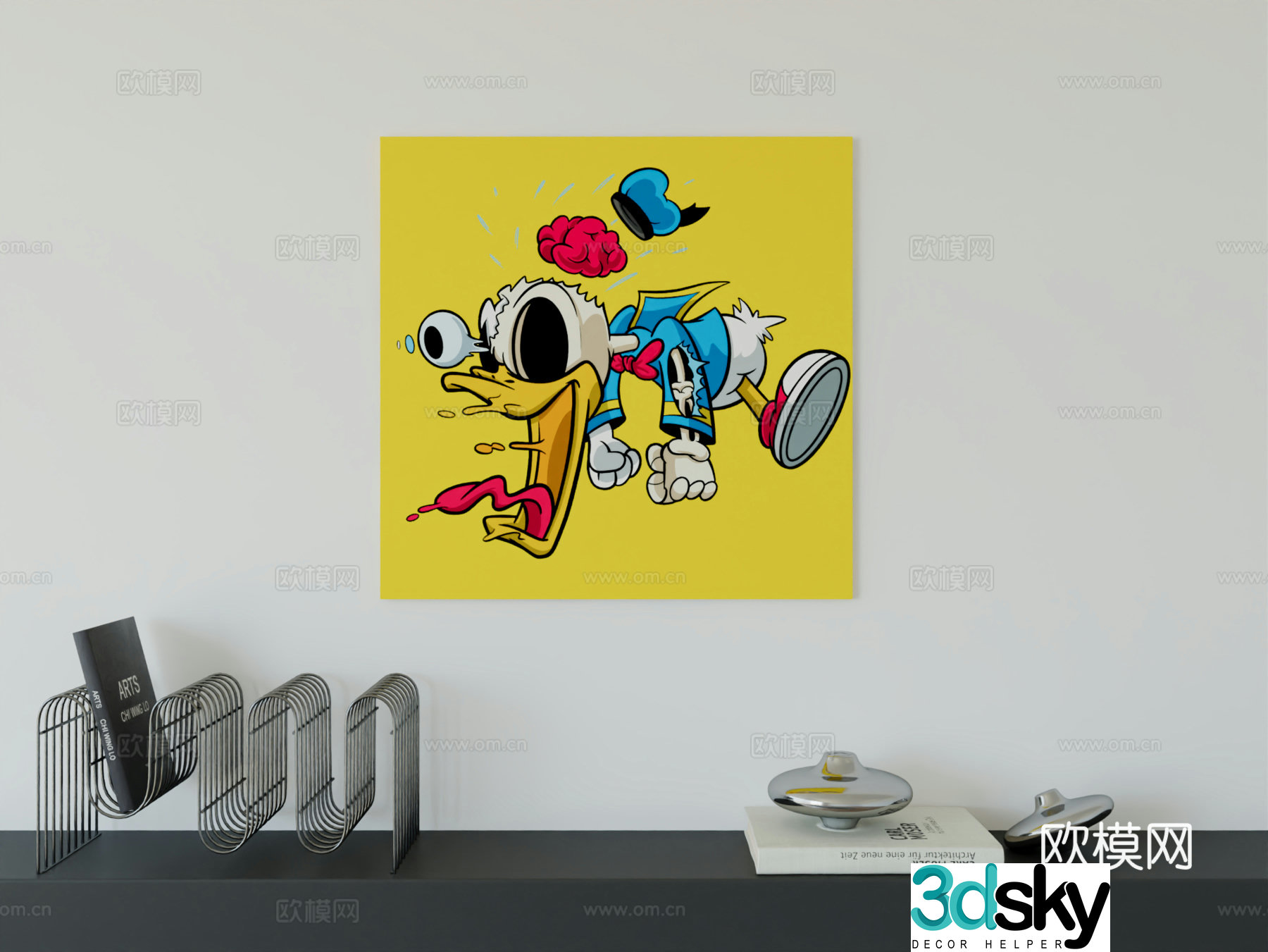 Modern minimalist cute cartoon character boy room girl room hanging painting 3d model