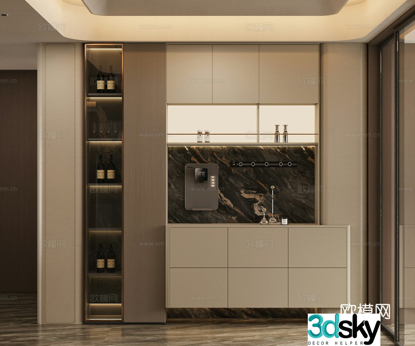 Modern Italian sideboard light luxury Italian sideboard wine cabinet sideboard finished sideboard wine bottle 3D model