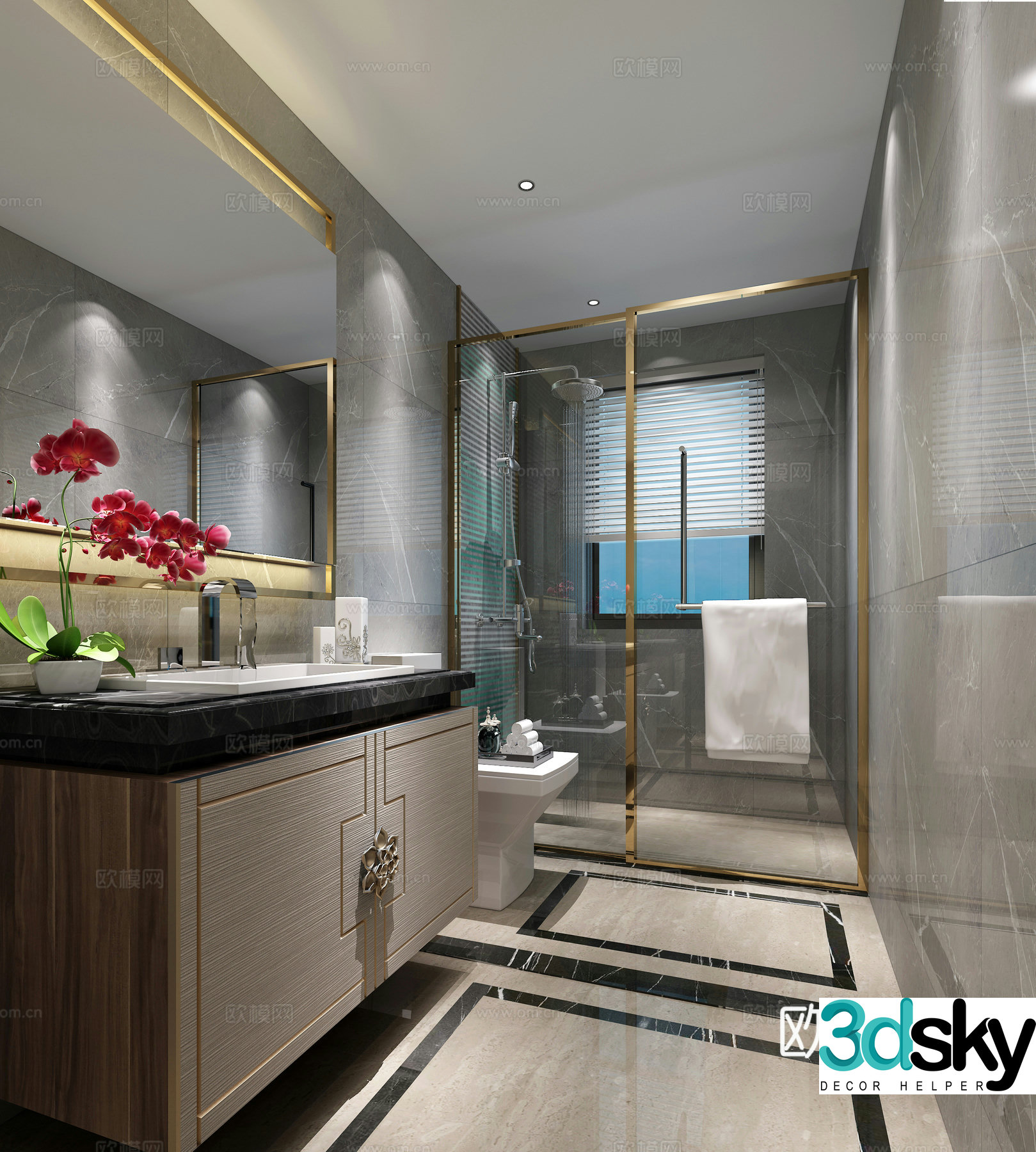 New Chinese bathroom bathroom shower room 3D model