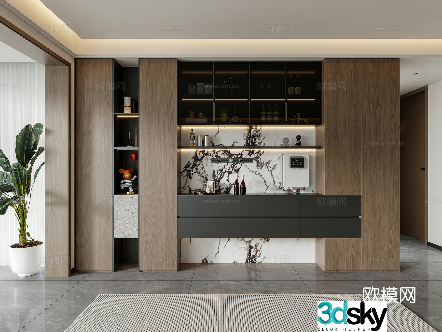 Modern Italian sideboard Restaurant sideboard Wine sideboard Tea cabinet Dining cabinet 3D model