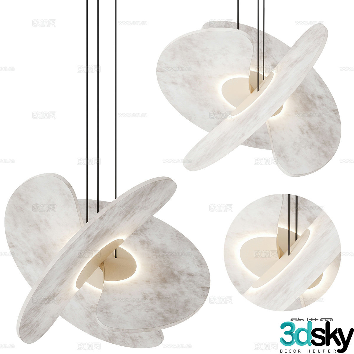 Modern Italian light luxury marble decorative chandelier 3d model