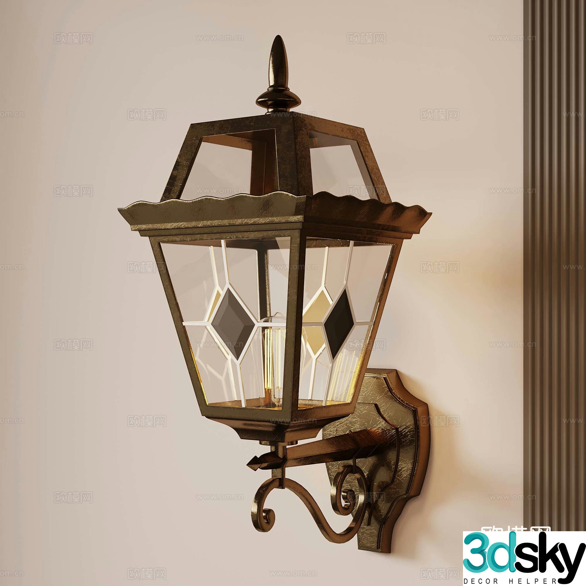 French metal wall lamp 3d model