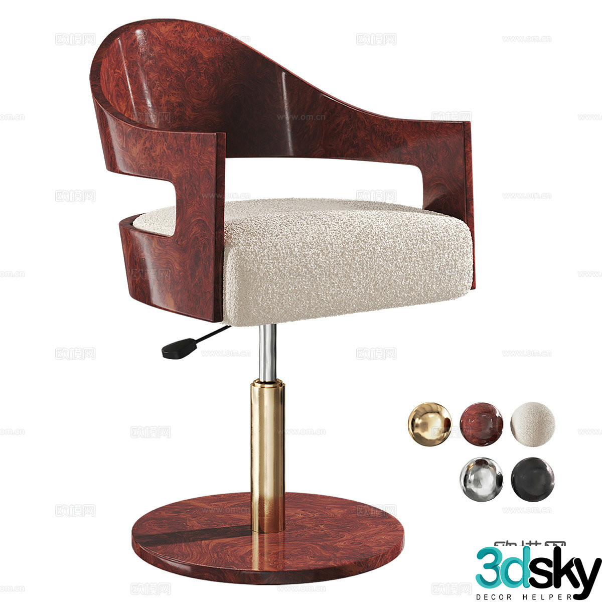 Modern Italian light luxury bar chair 3D model