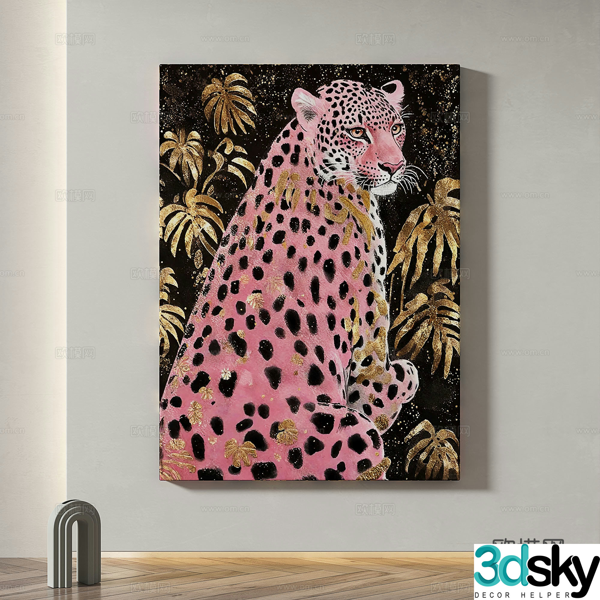Modern simple abstract light luxury oil painting cream style decorative painting 3d model