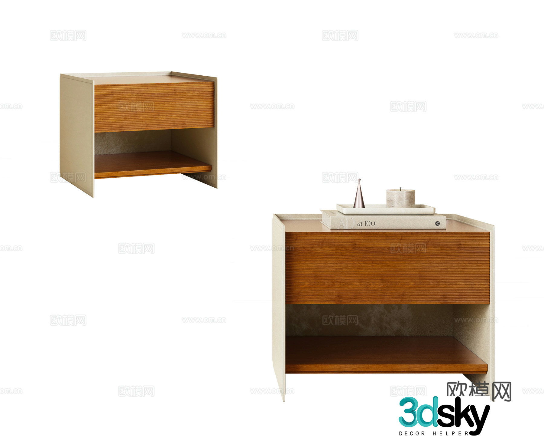 Modern bedside table finished bedside table square bedside table light luxury bedside table retro bedside table 3D model