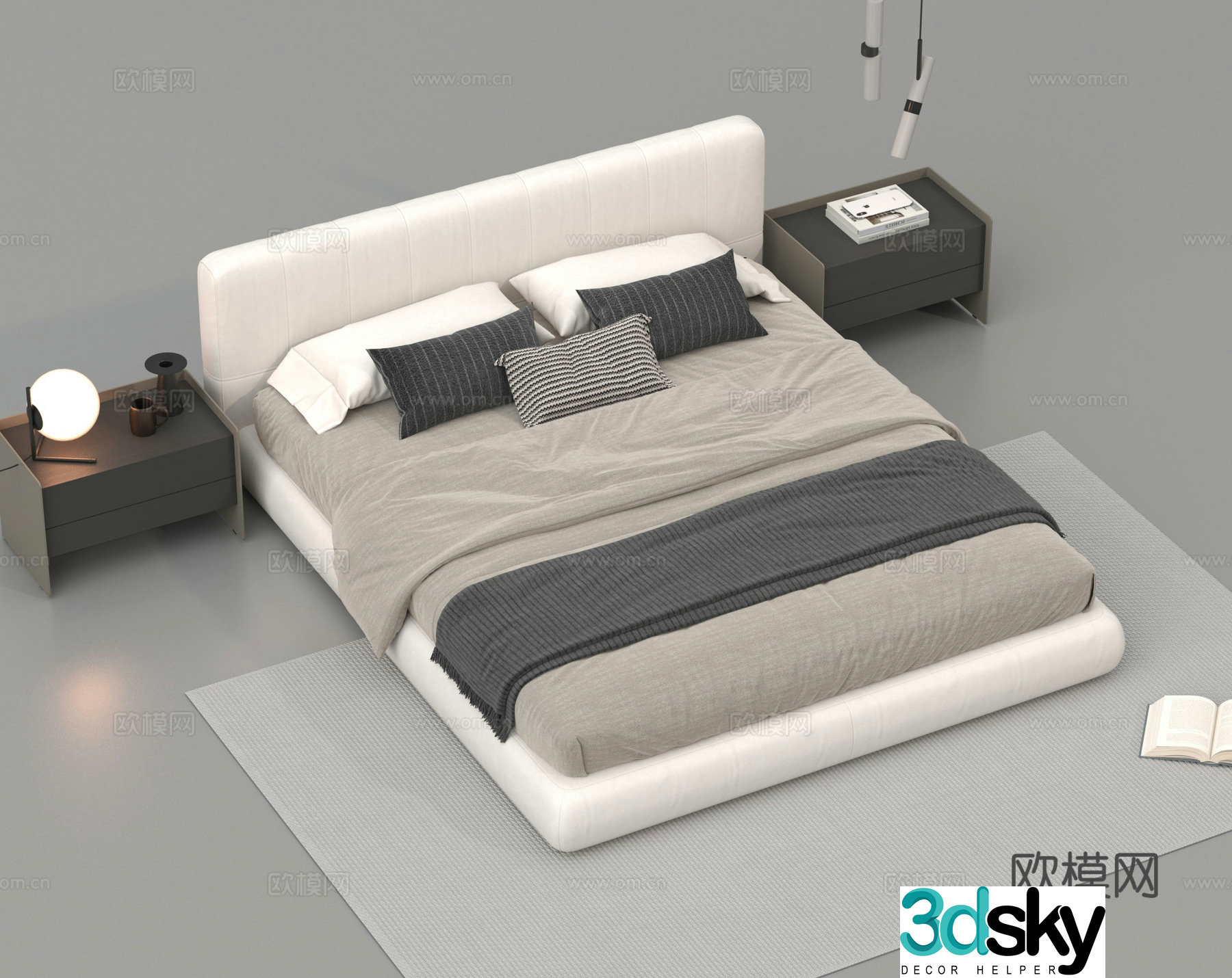 Double bed nightstand 3d model
