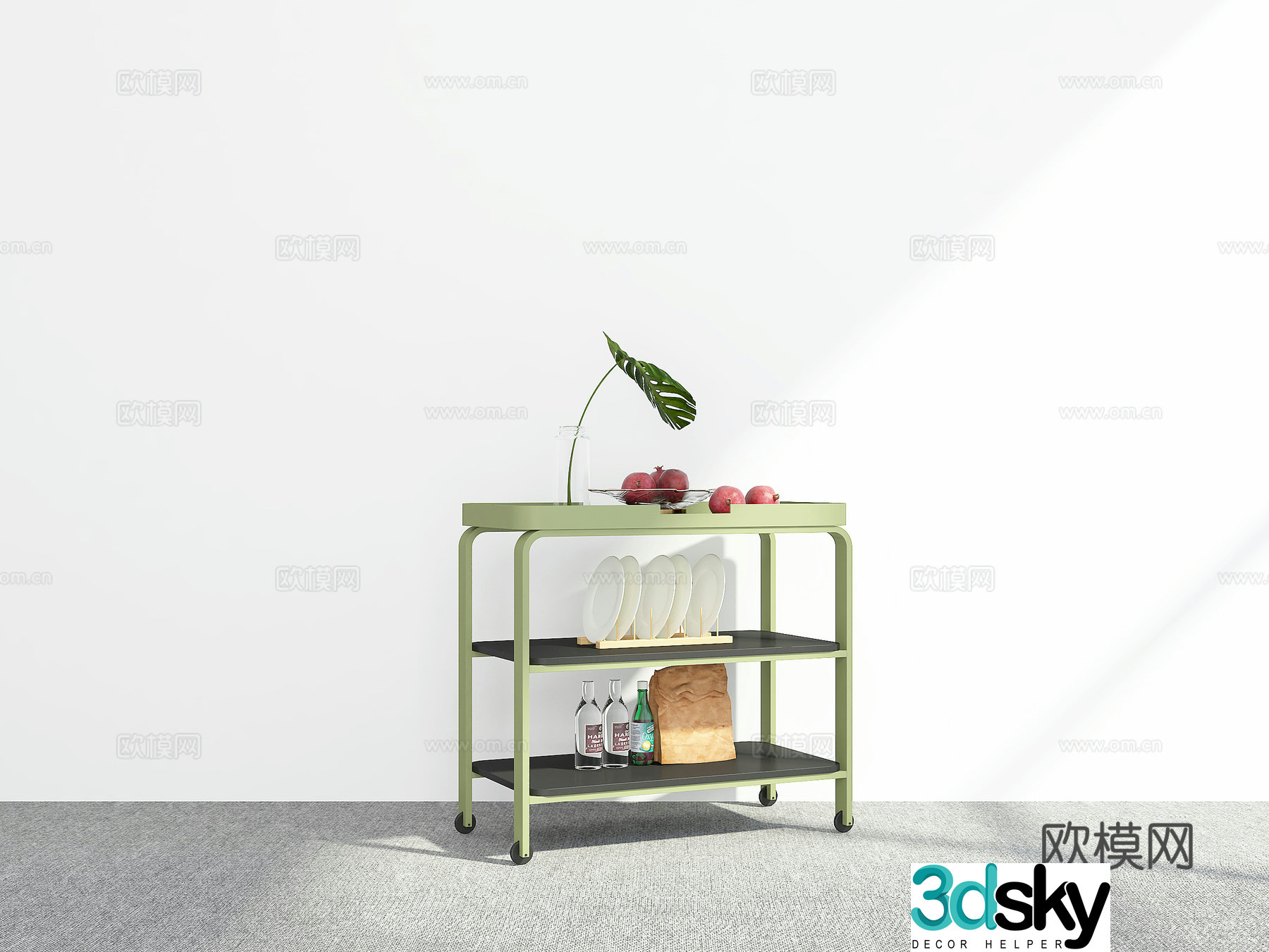 Modern mobile cart 3d model