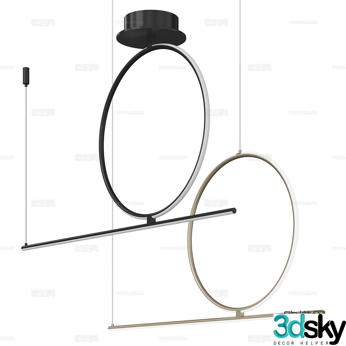 Modern minimalist linear chandelier 3d model
