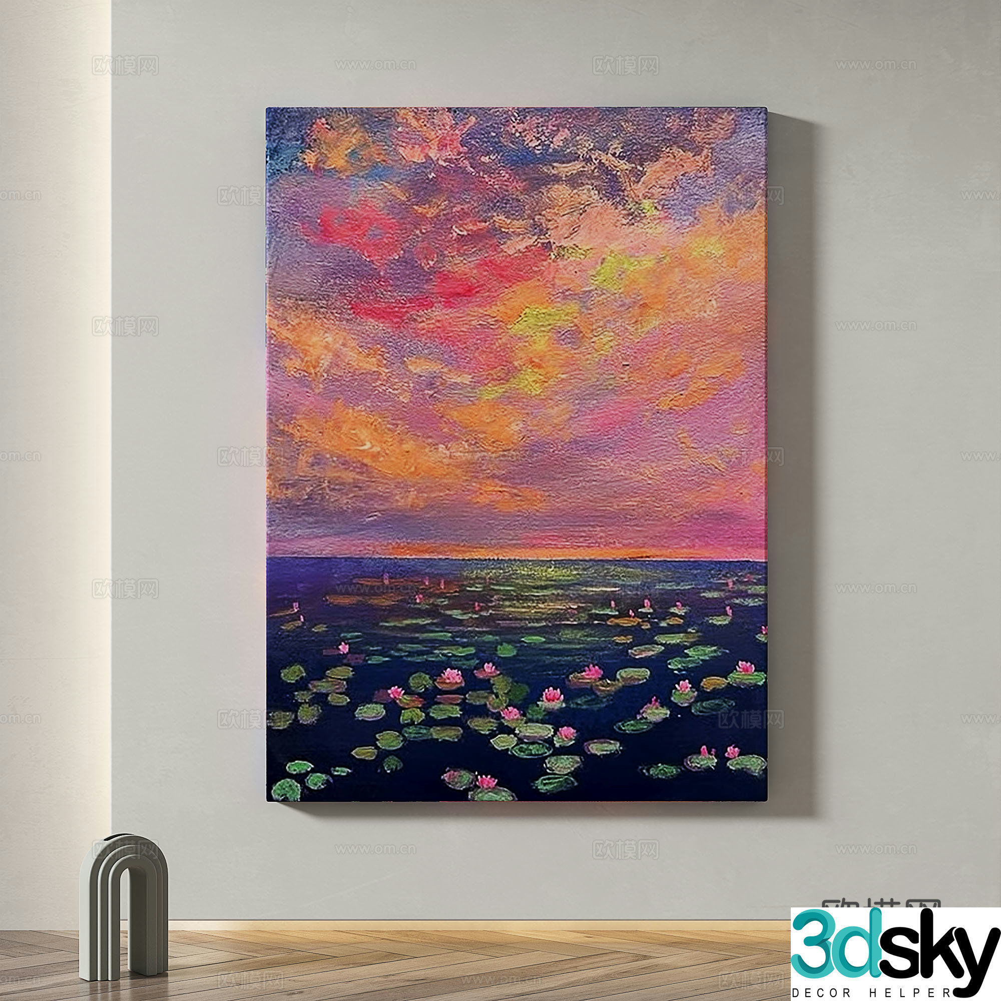Modern simple abstract light luxury oil painting cream style decorative painting 3d model