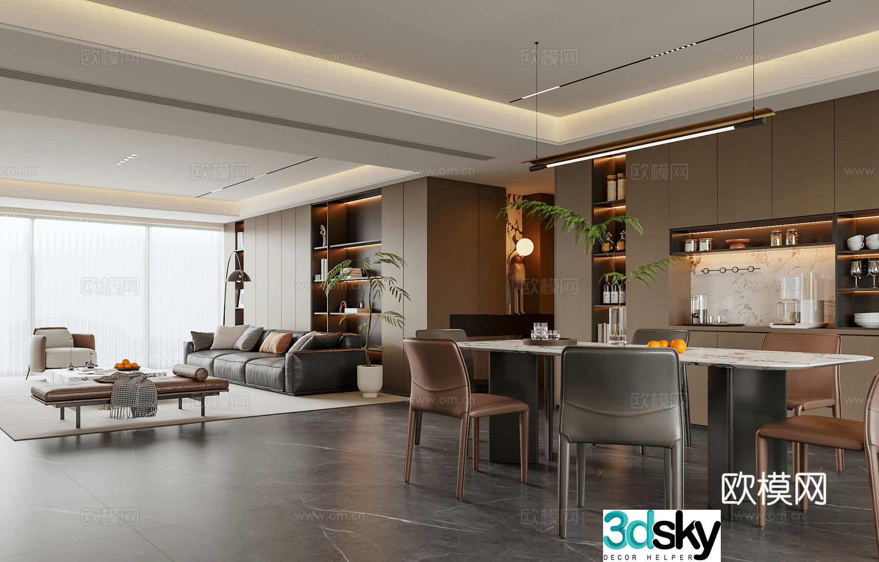 Modern Italian dining room 3d model