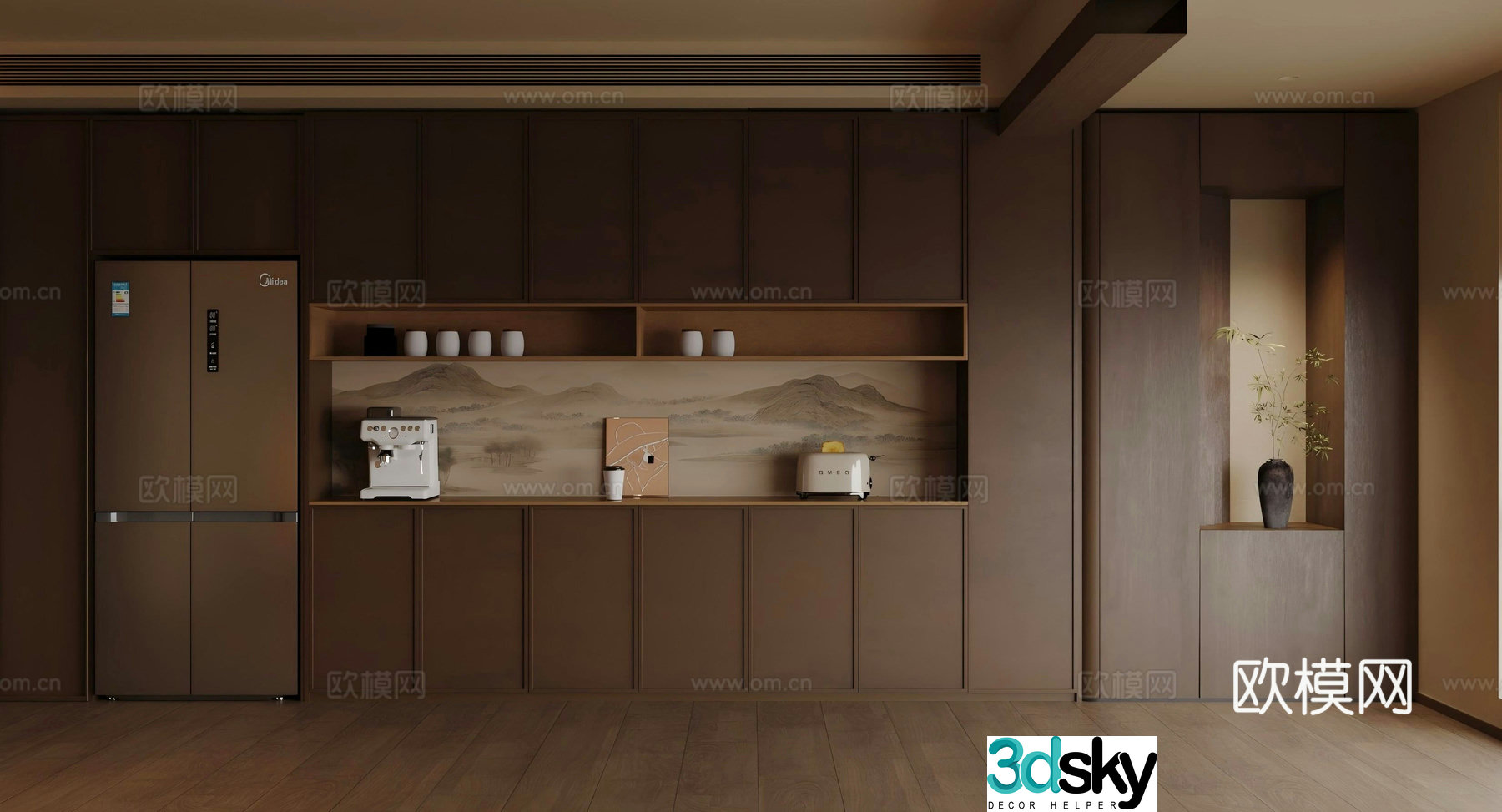 Middle-aged sideboard tea cabinet sideboard refrigerator sideboard sideboard meal preparation sideboard finished sideboard 3D model