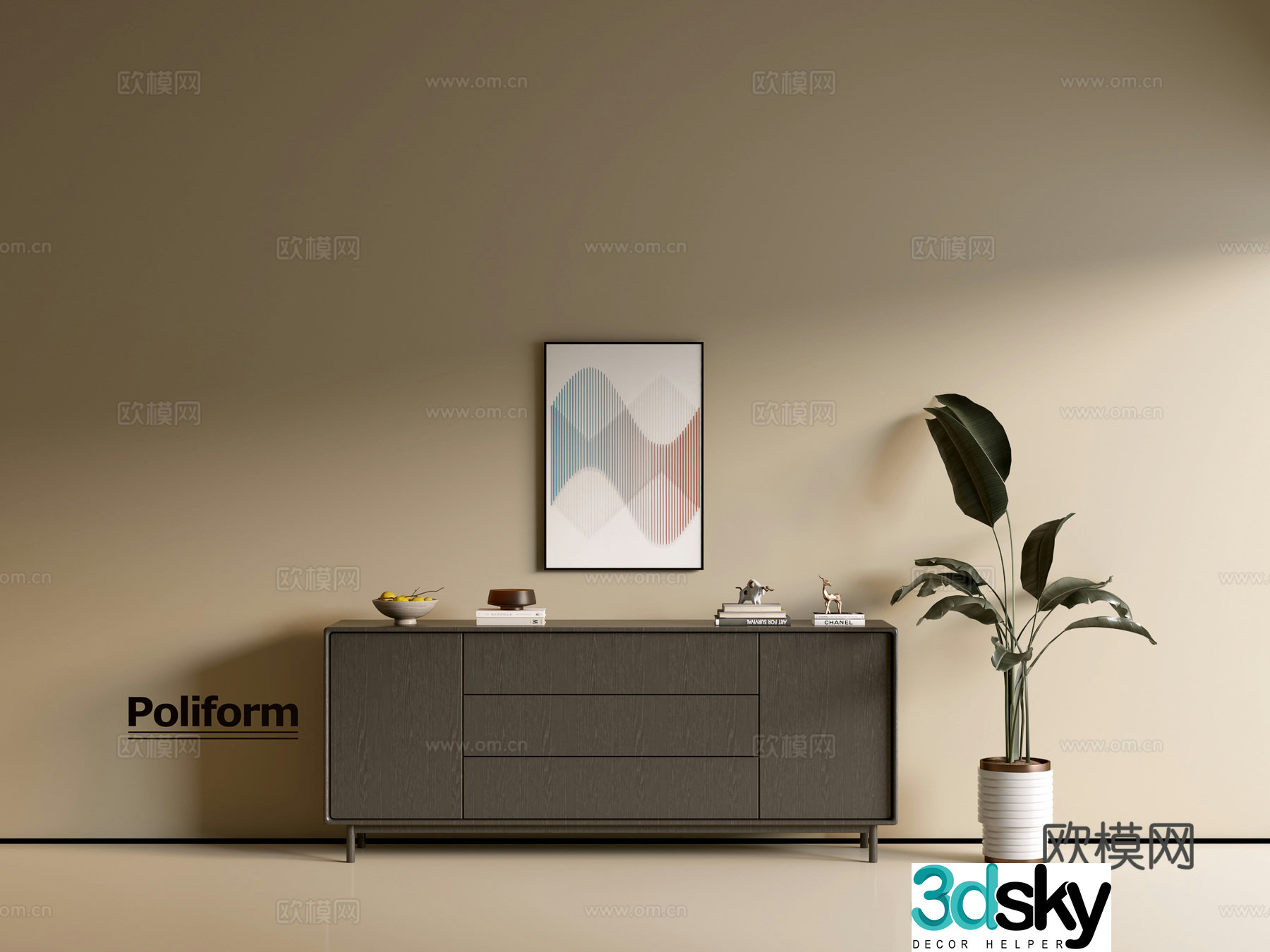 Modern black wood grain cabinet ins wind minimalist wind cabinet whole cabinet sideboard balcony cabinet 3d model
