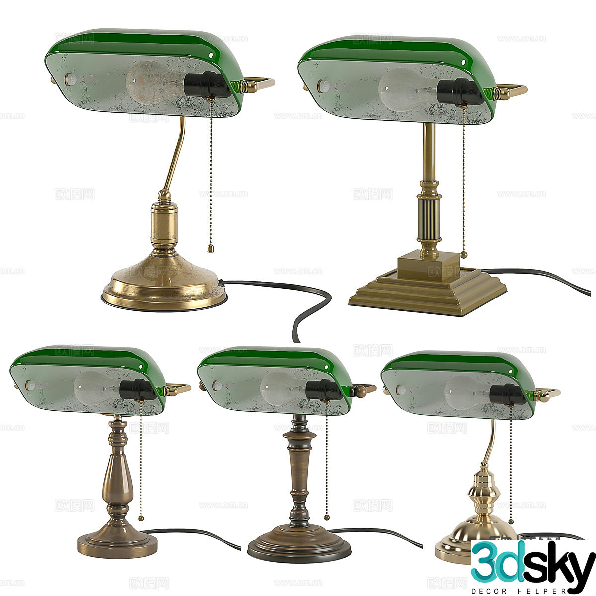 American retro light luxury decorative desk lamp 3D model