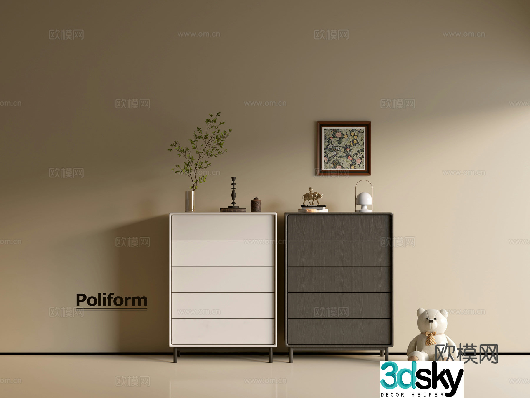Modern black cabinet cream cabinet ins wind side cabinet chest cabinet low cabinet whole cabinet side cabinet 3d model