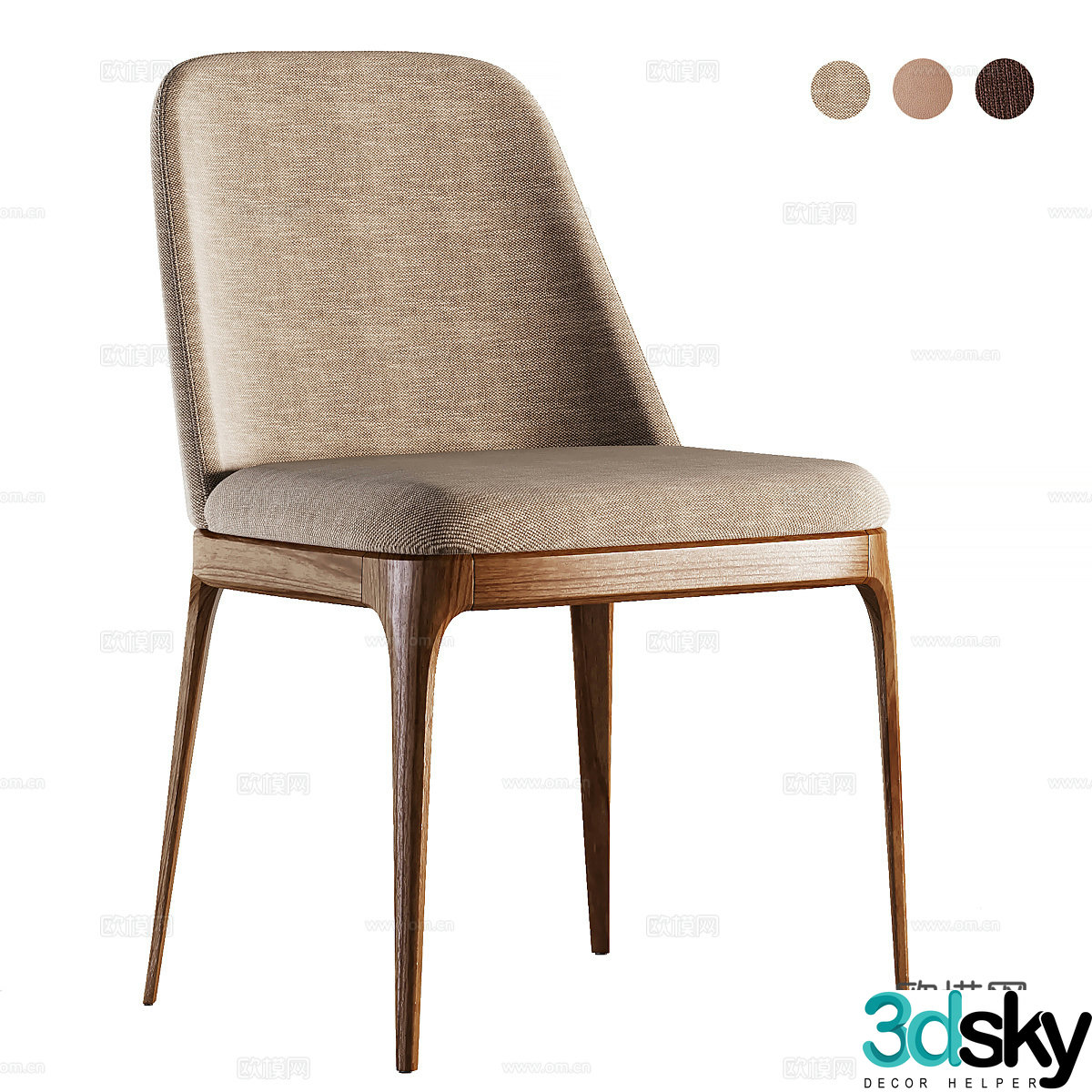 Modern Italian fabric leather wooden single chair 3d model