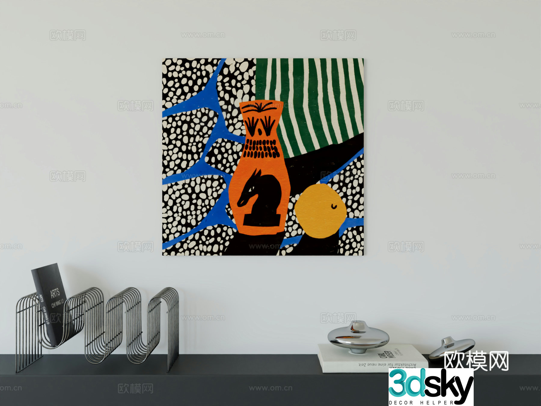 Modern minimalist cute cartoon character boy room girl room hanging painting 3d model