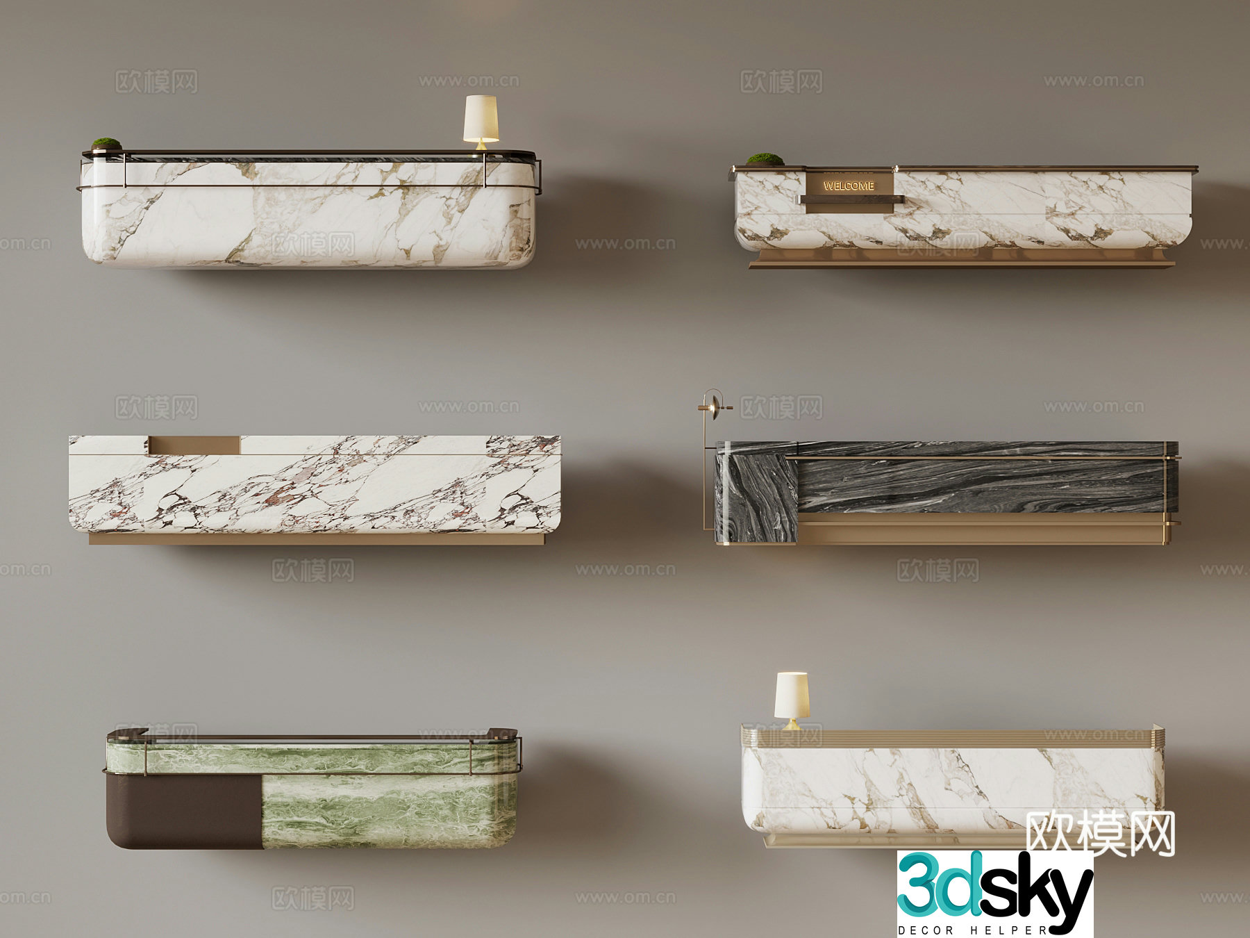 Modern reception desk bar 3d model