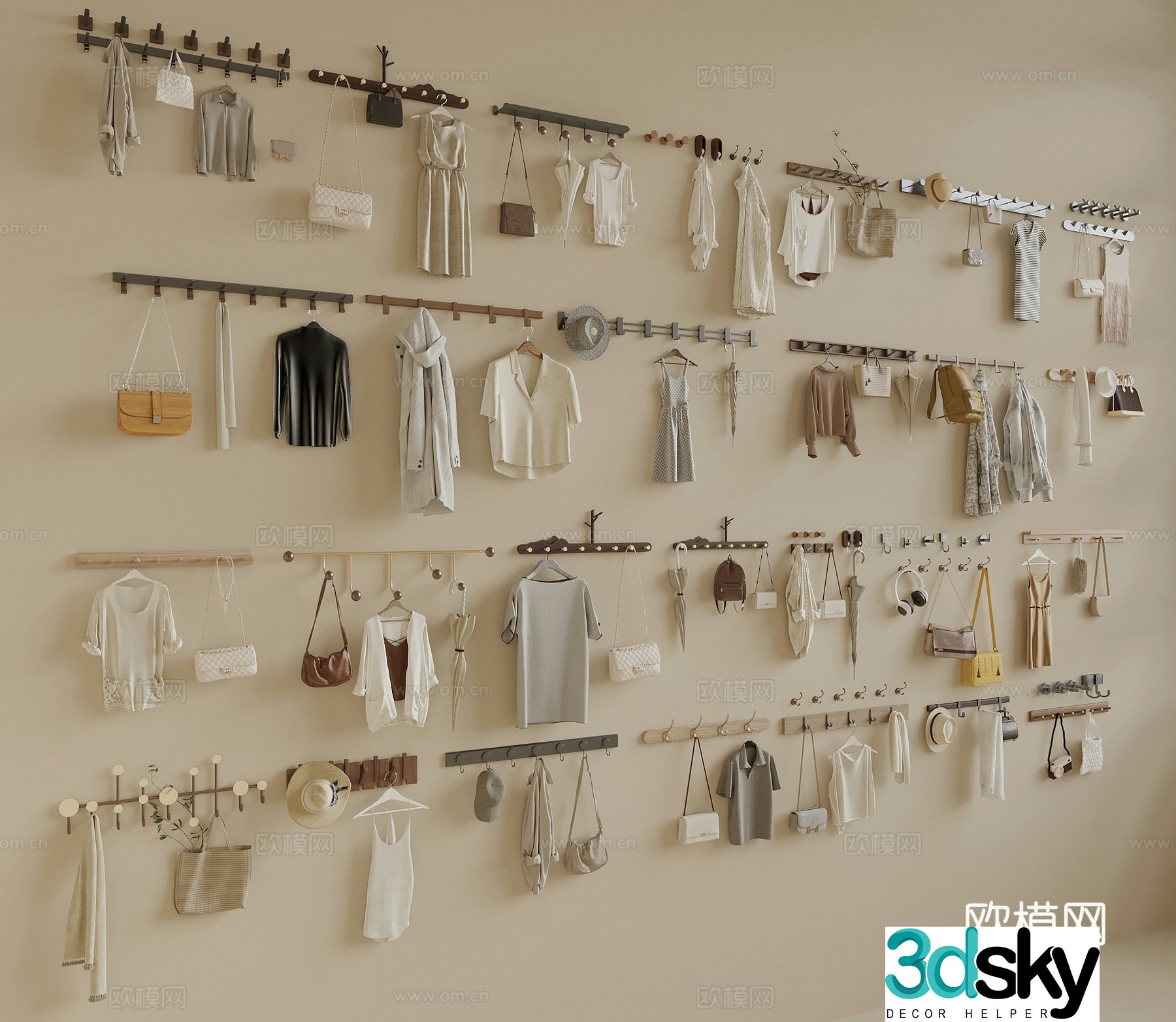 Modern clothes hooks clothes hooks clothes hooks clothes hangers clothes hooks 3d model