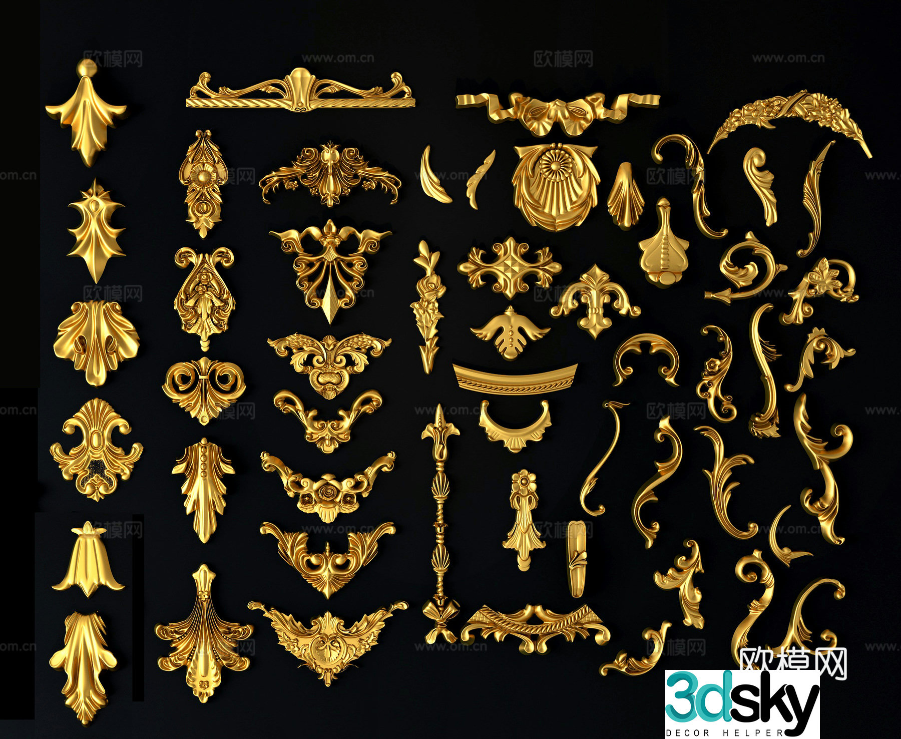 European-style components European-style lines European-style carving 3D model