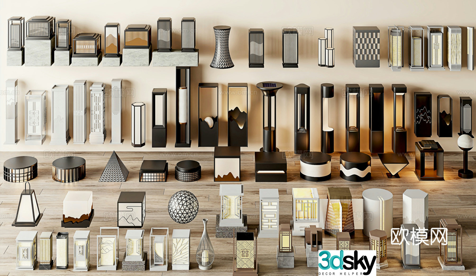 New Chinese style outdoor lights courtyard lights floor lamps 3D model
