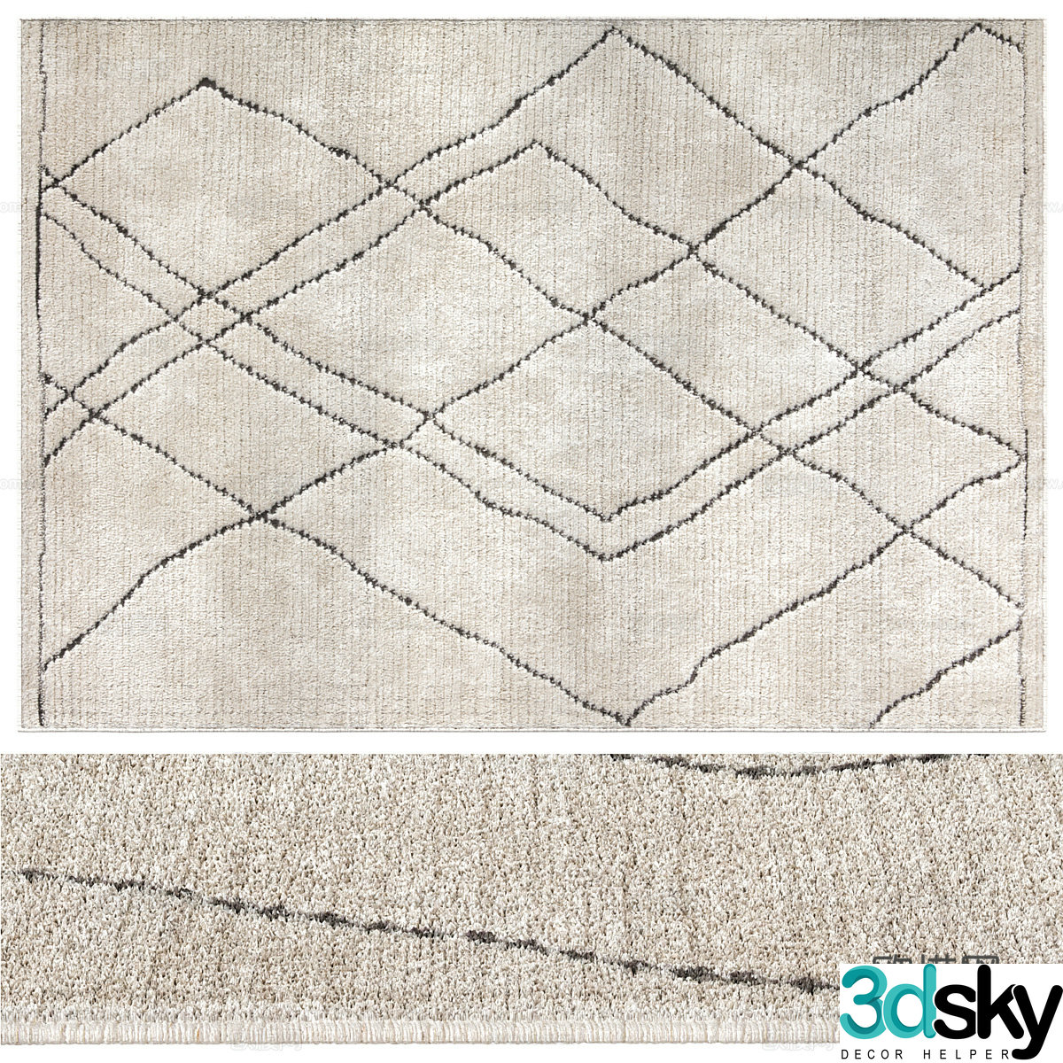 New Chinese style Wasabi wool fabric carpet 3D model