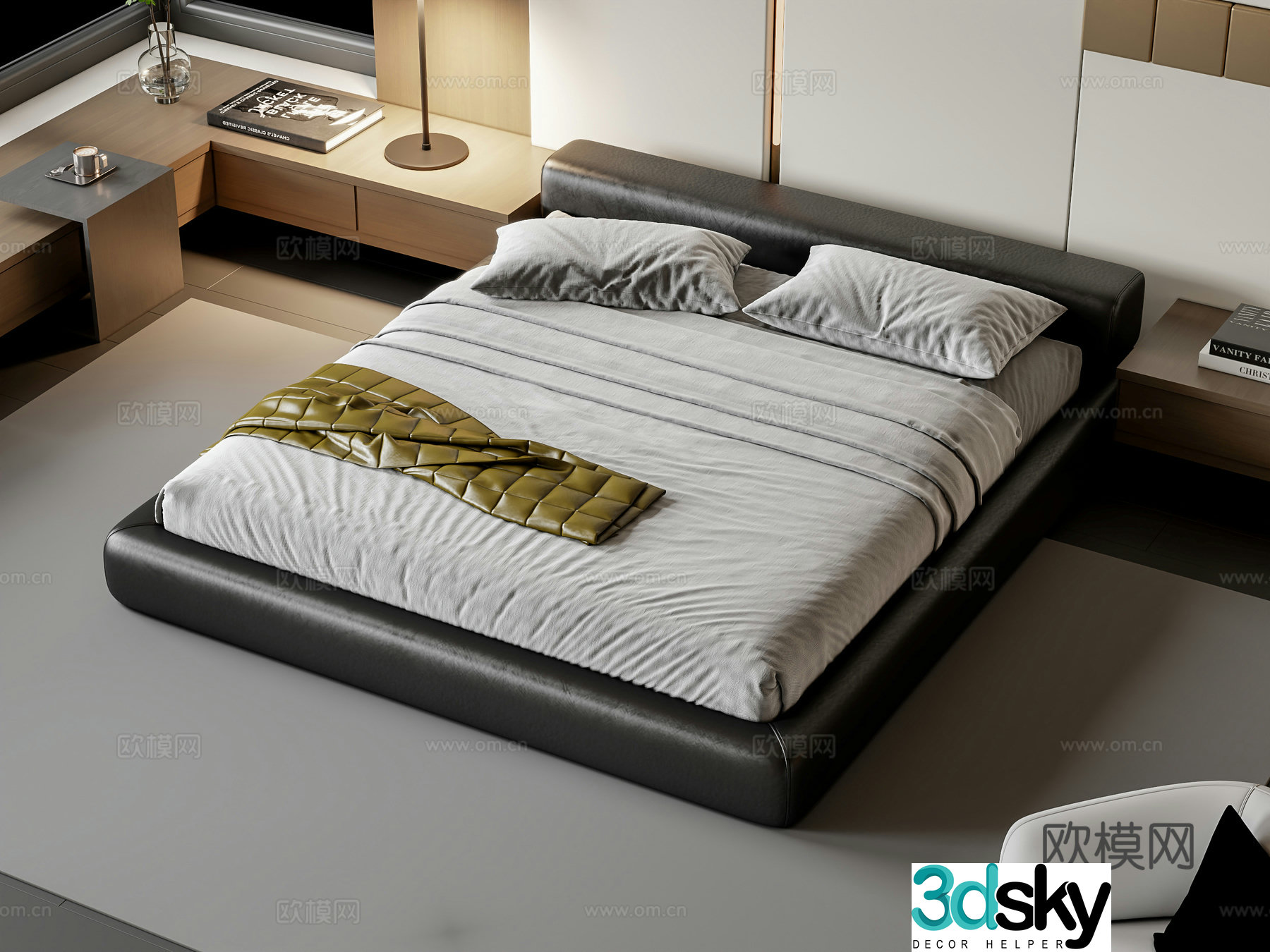 Modern double bed 3d model