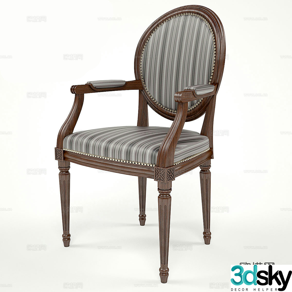 American dining chair single chair 3d model