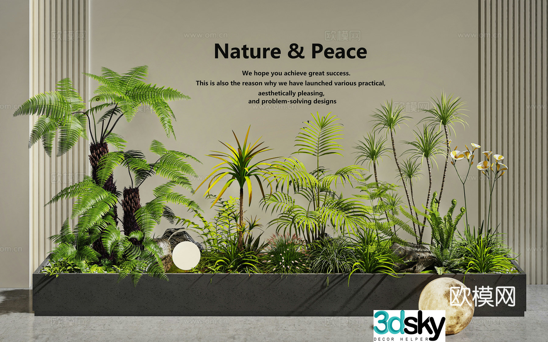 Plant pile Indoor landscape Green plant combination Flower bed flower pond Garden landscape Landscape 3D model