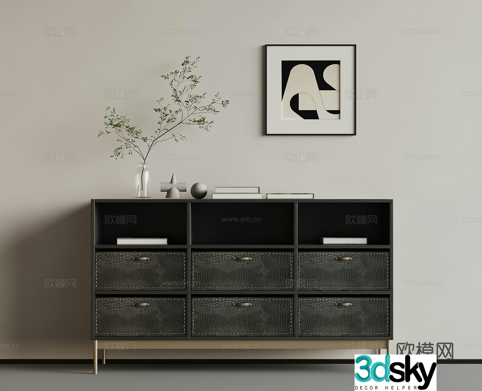 Modern Italian side cabinet porch cabinet decorative cabinet 3D model