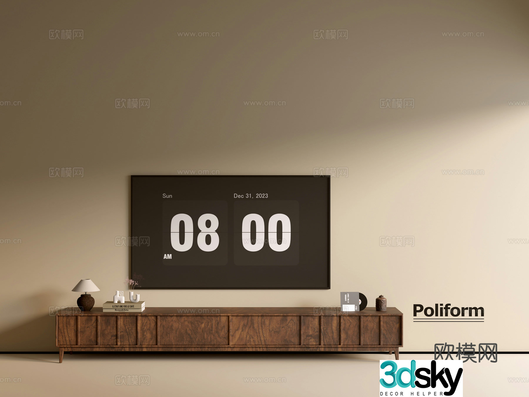 Modern wood grain TV cabinet simple side cabinet chest of drawers low cabinet whole cabinet side cabinet balcony 3D model