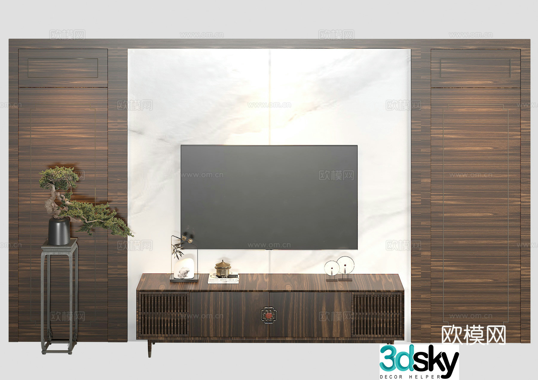 Chinese TV background wall 3d model