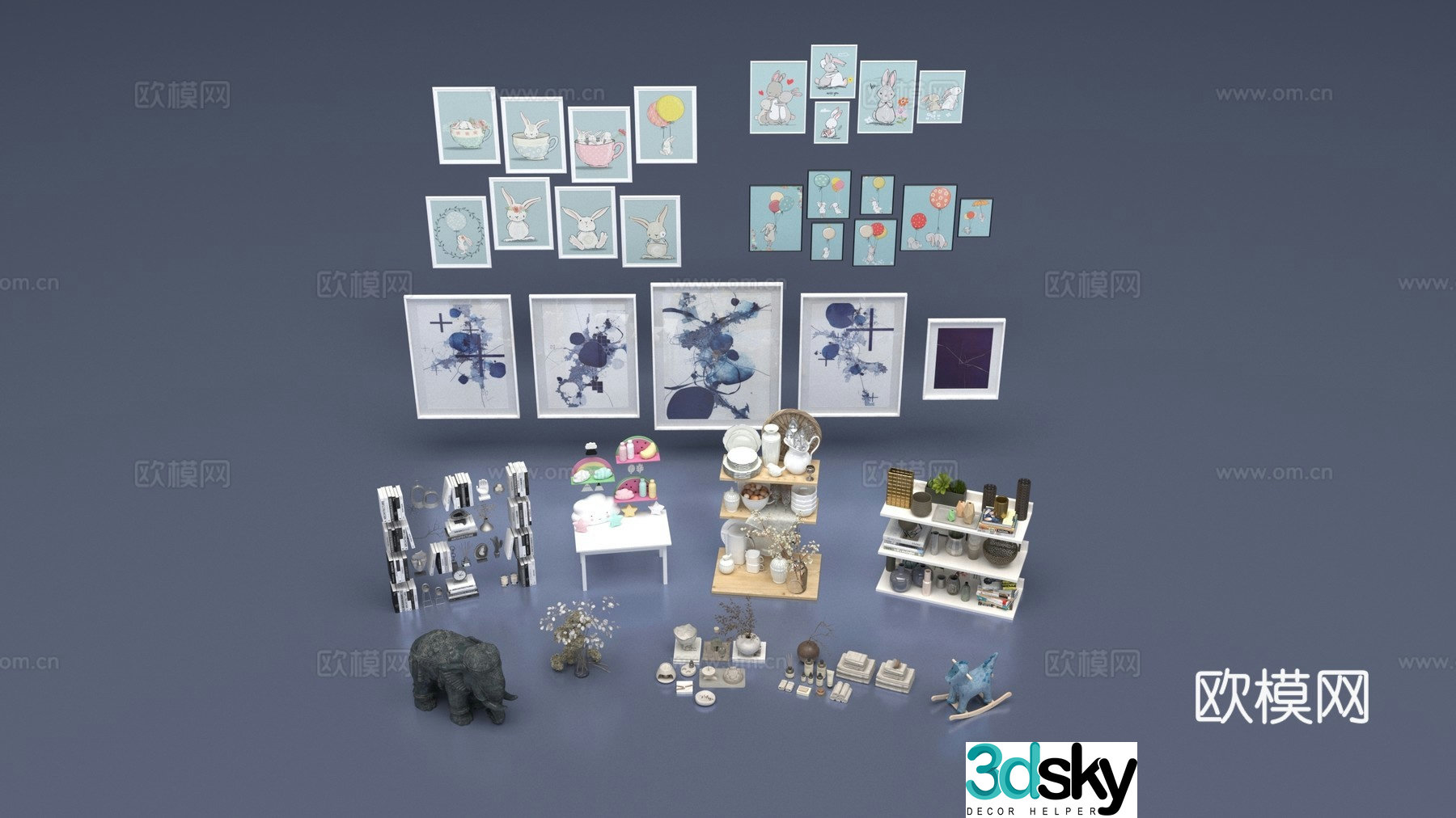 Hanging painting ornament combination 3D model