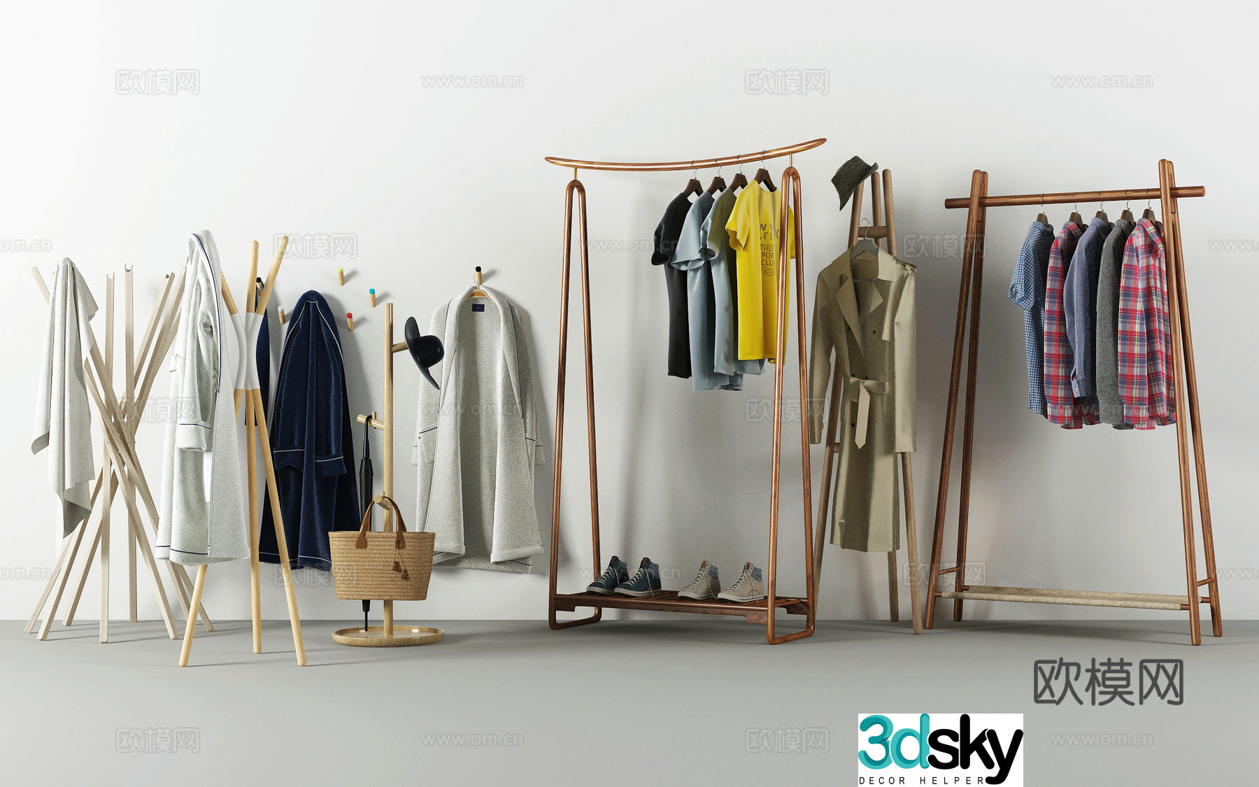 Nordic clothes hanger combination 3D model