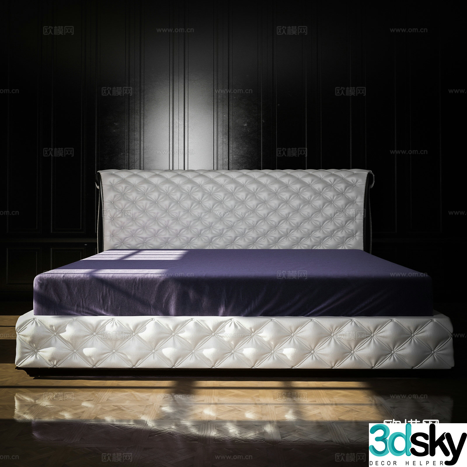 Modern double bed 3d model