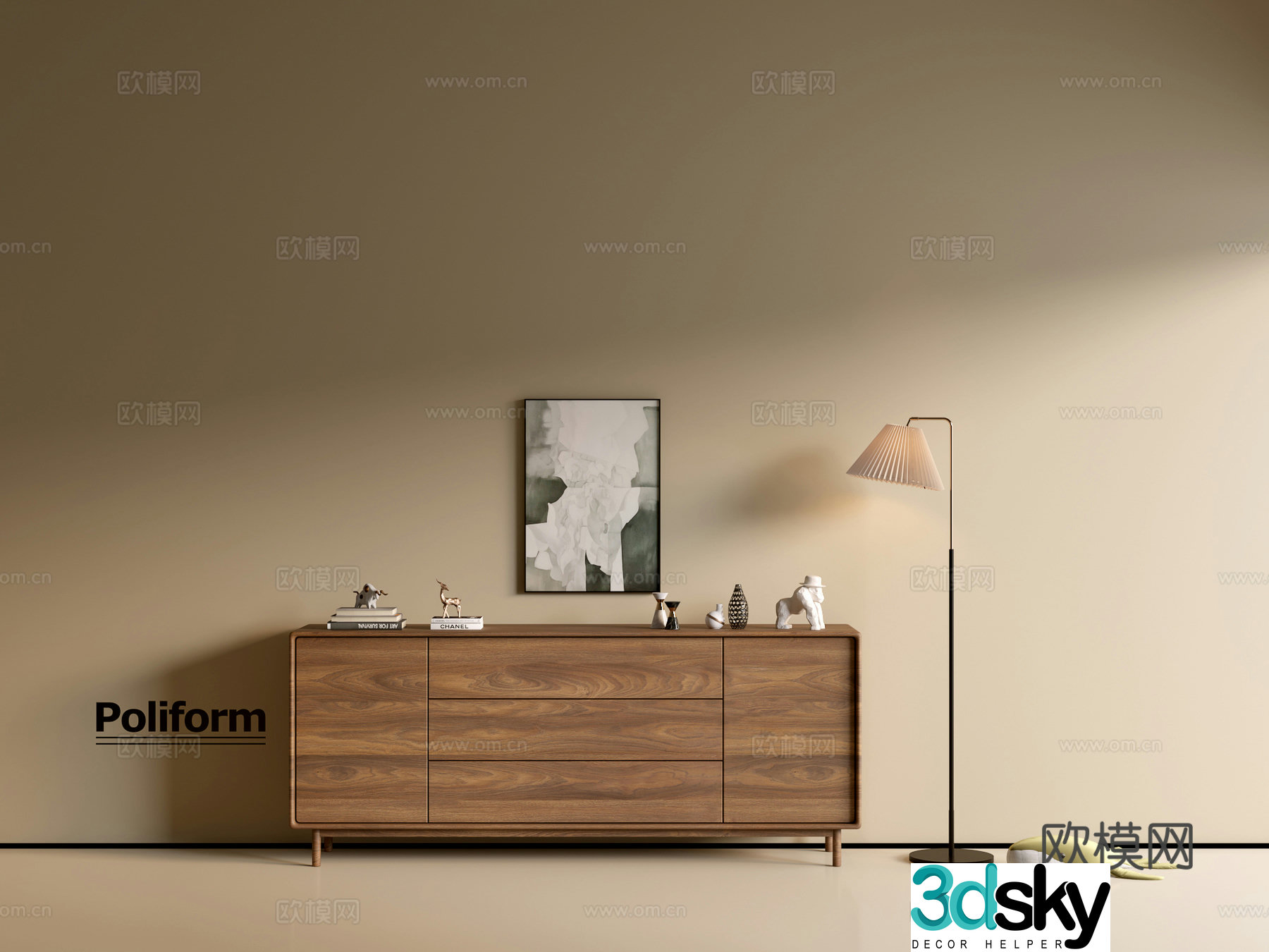 Modern wood grain cabinet ins wind minimalist wind cabinet whole cabinet sideboard balcony cabinet storage 3D model