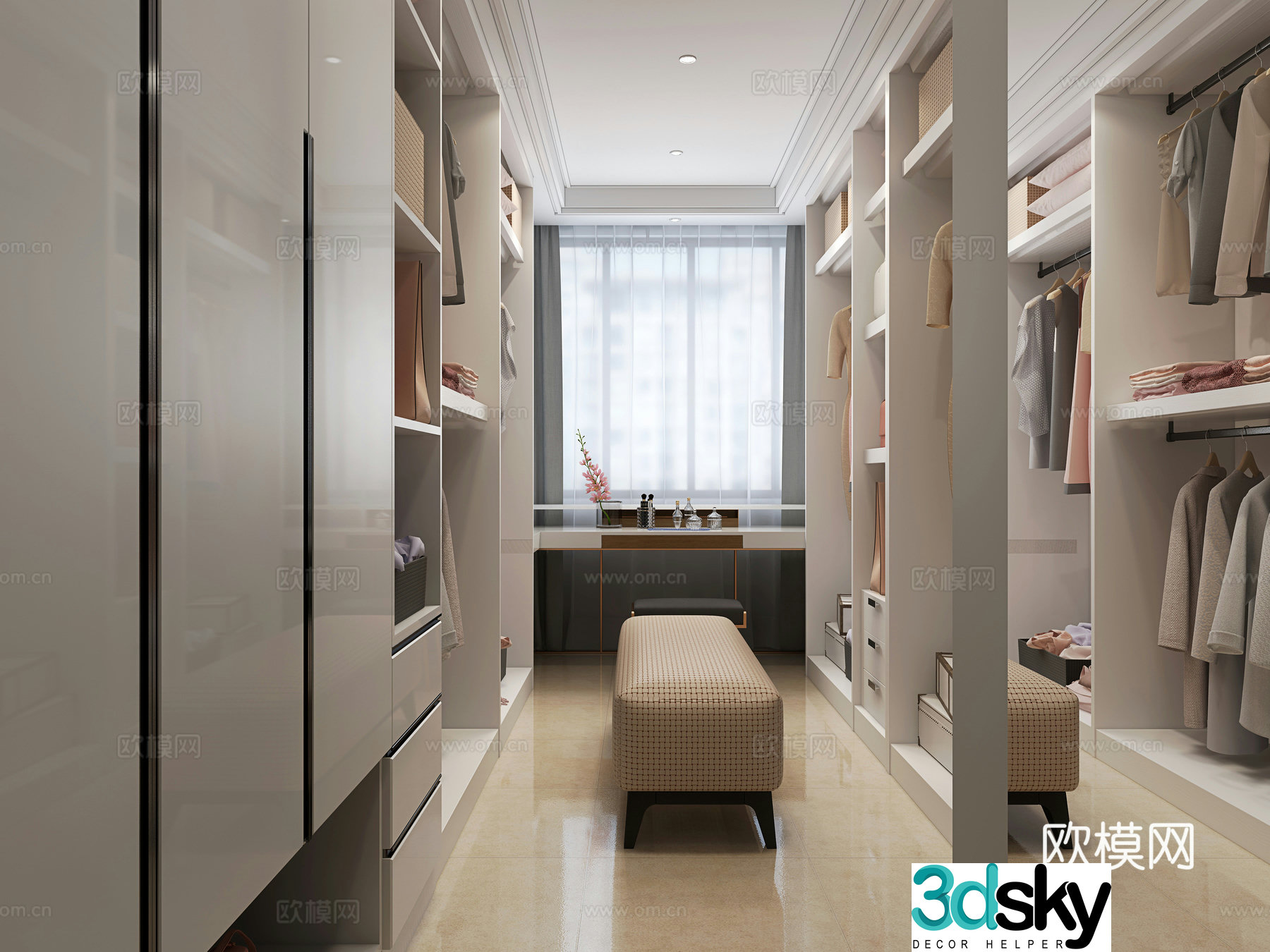 Modern master bedroom cloakroom 3d model