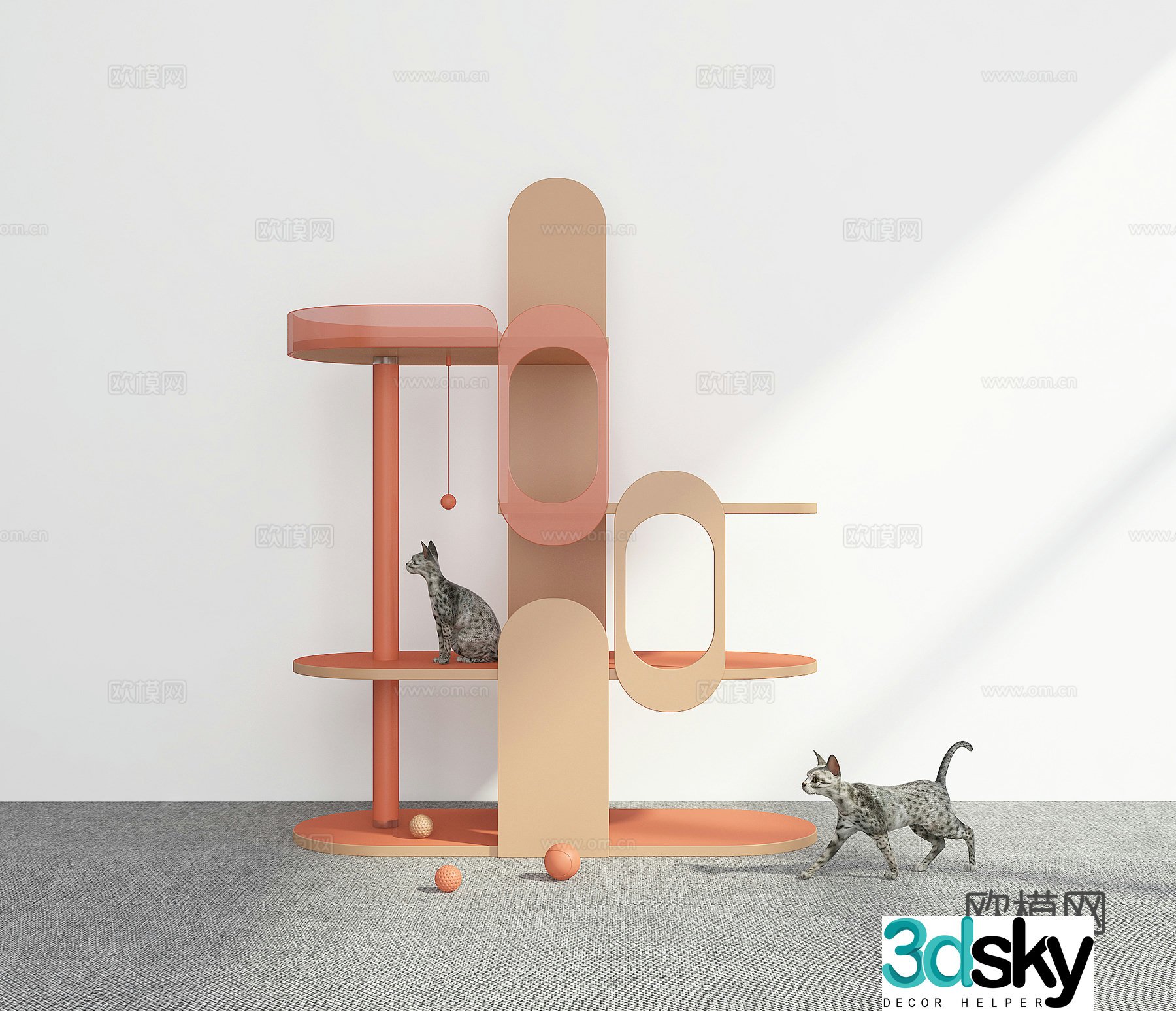 Modern Cat Climbing Frame 3D Model
